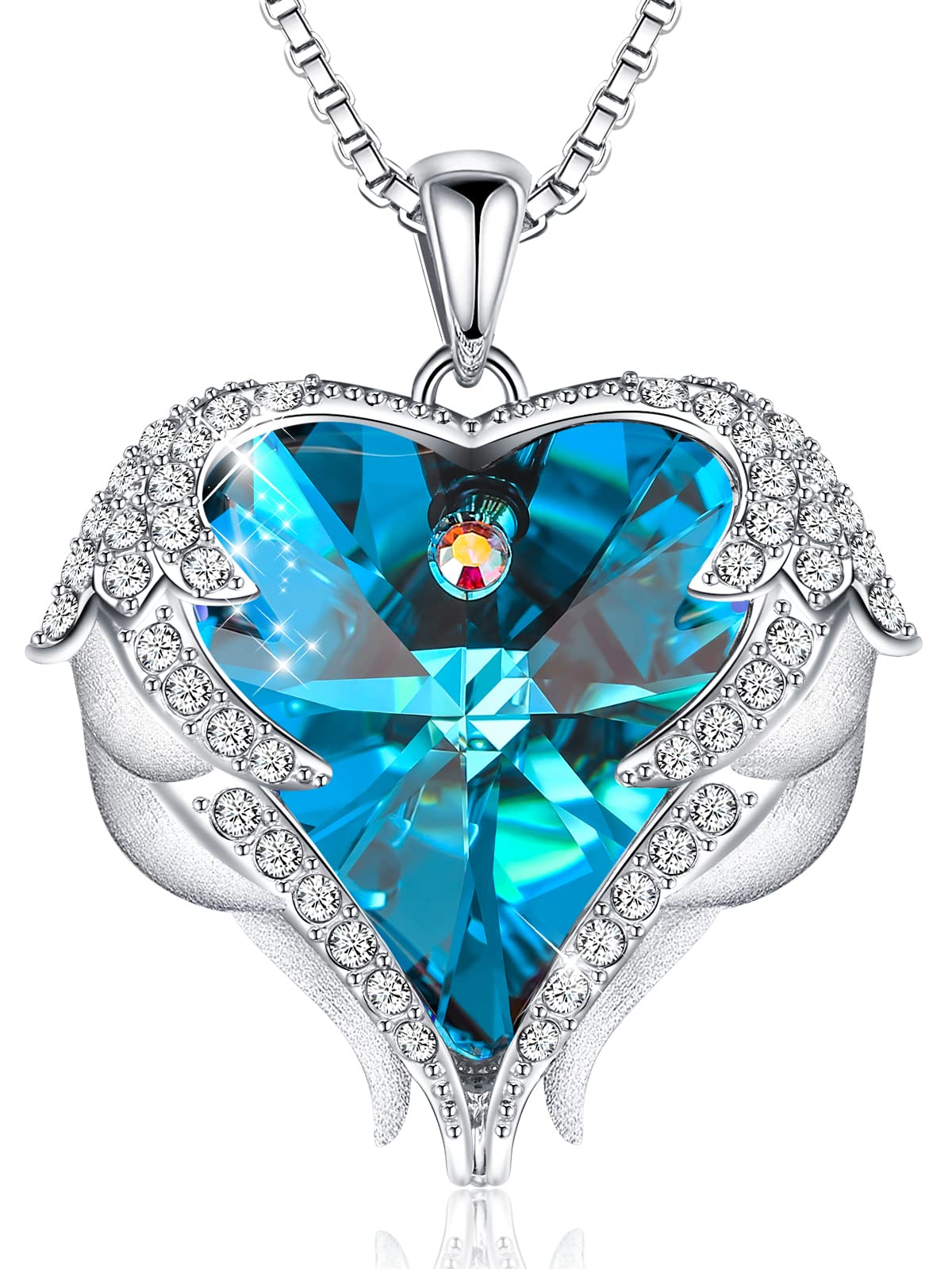 CDE Angel Wings Heart Birthstone Pendant Necklace Gift for Women – product photo (Pendant Necklaces)