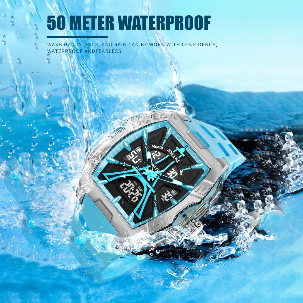 KXAITO Sports Watch for Men - Fashion Classic 50M Waterproof Dual Display (Analog & Digital) - LED Night Light, Stopwatc