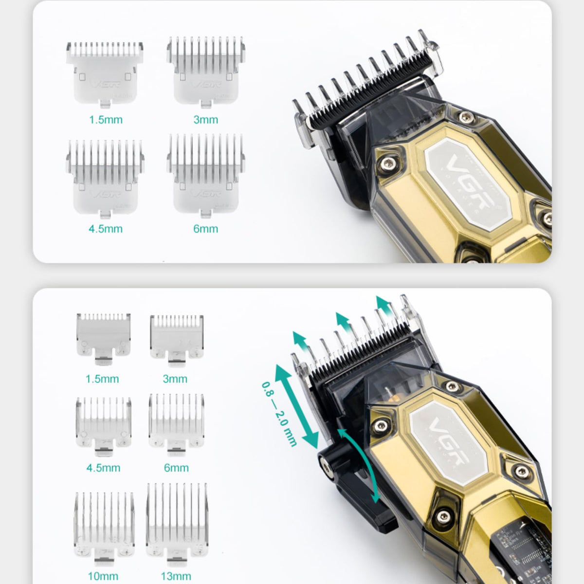 VGR Professional Hair Clippers for Men Cordless Barber - VGR Official Imagery - 5