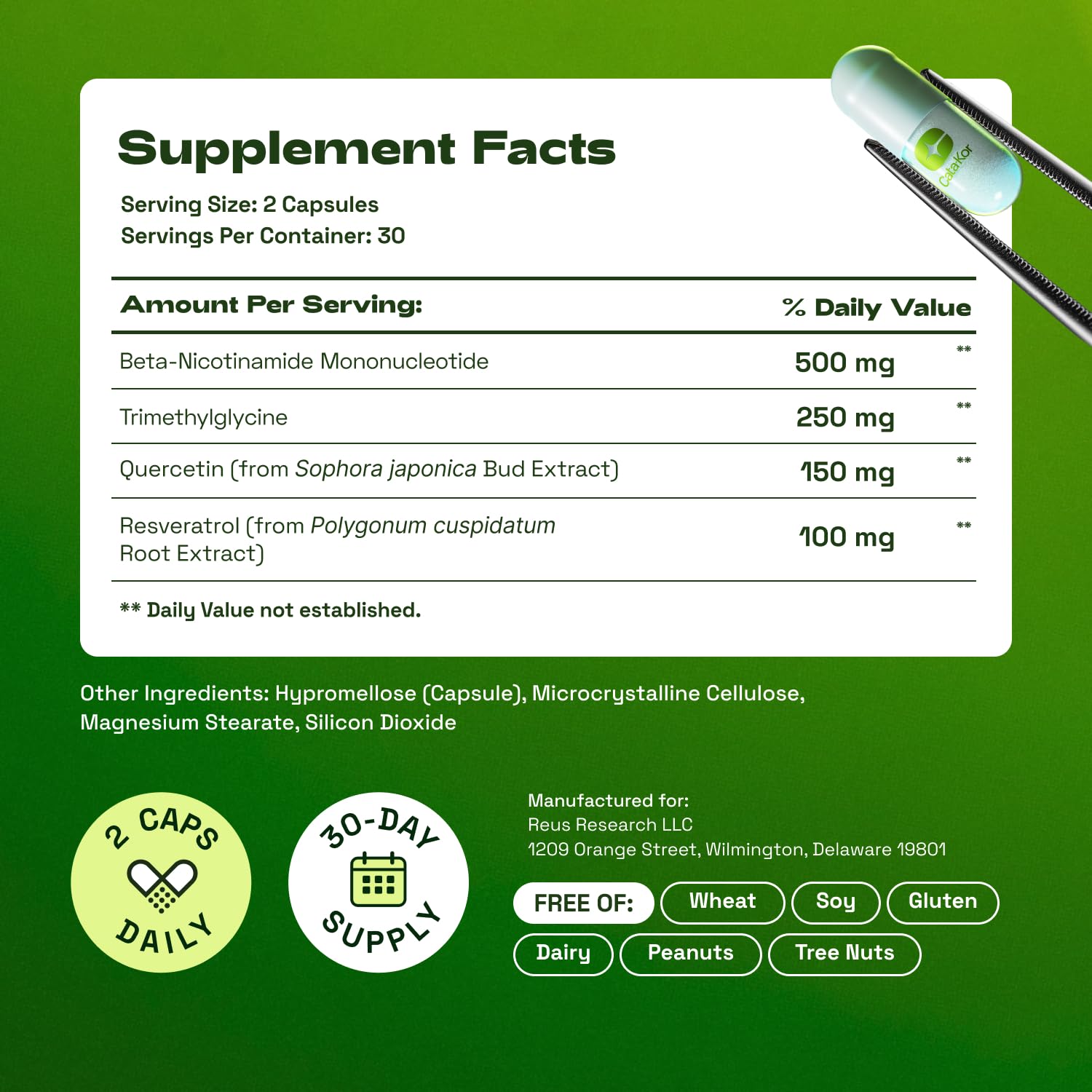 Cata-Kor NMN 4-in-1 NAD+ Supplement, 60 Capsules