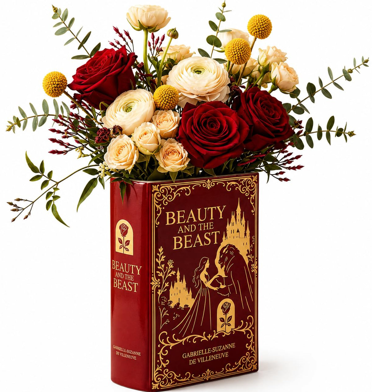 ASVP Shop Beauty and the Beast Inspired Book-Shaped Ceramic Vase – Decorative Floral Vase for Home & Bookshelf Décor, Un
