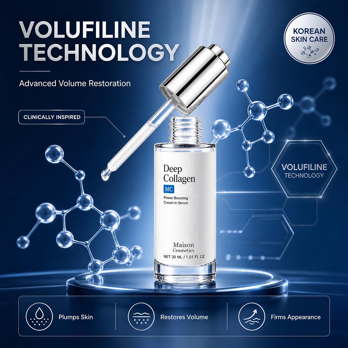 Zorlyna Maison Cosmetics Deep Collagen Serum, Korean Collagen Face Serum for Mature Skin, Hydrating & Firming Facial Ser