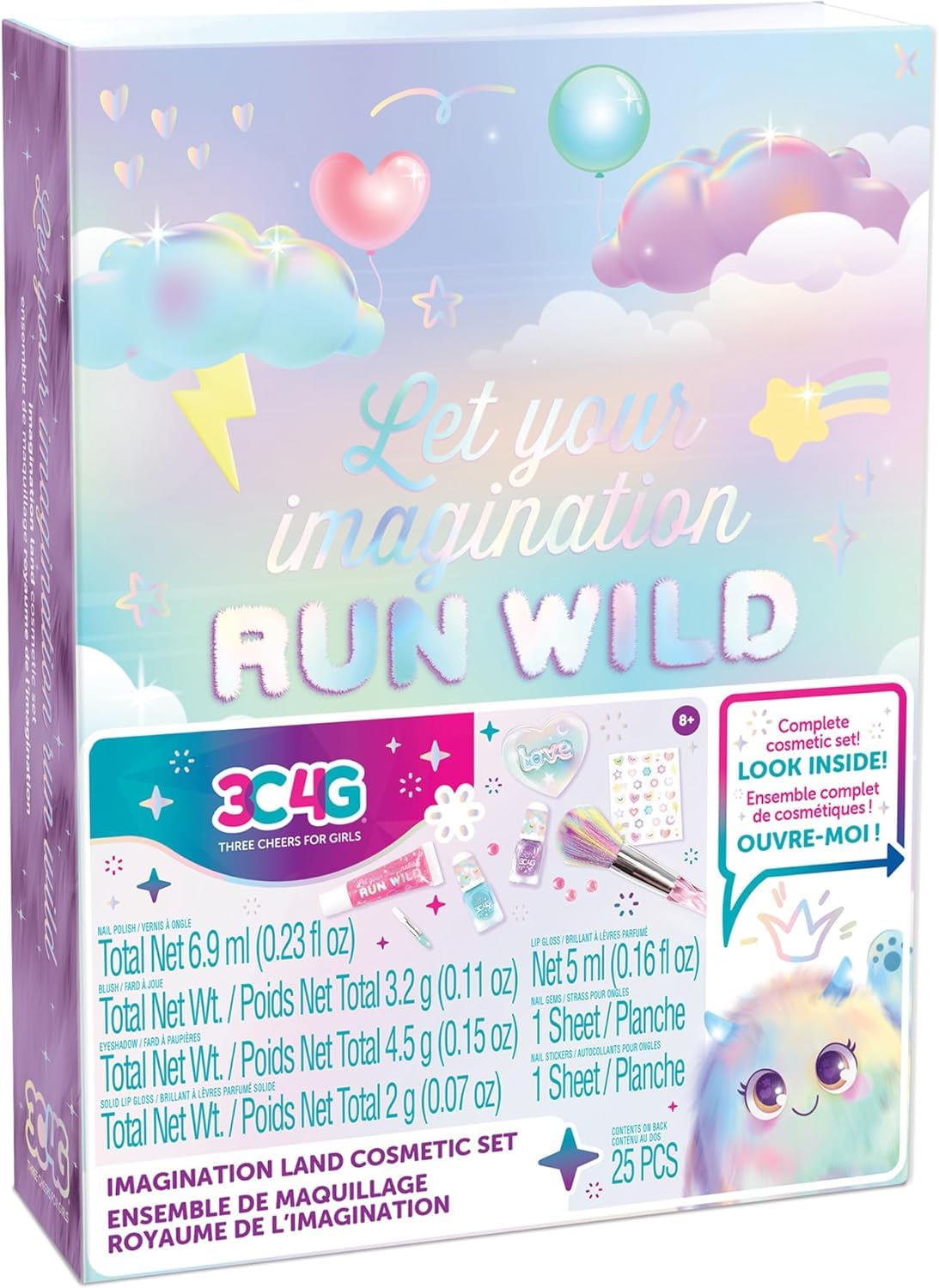 Make It Real 3C4G: Imagination Land Cosmetic Set - 25pc Complete Beauty Set, Blush, Eyeshadow, Lip Gloss, Nail Polish, T