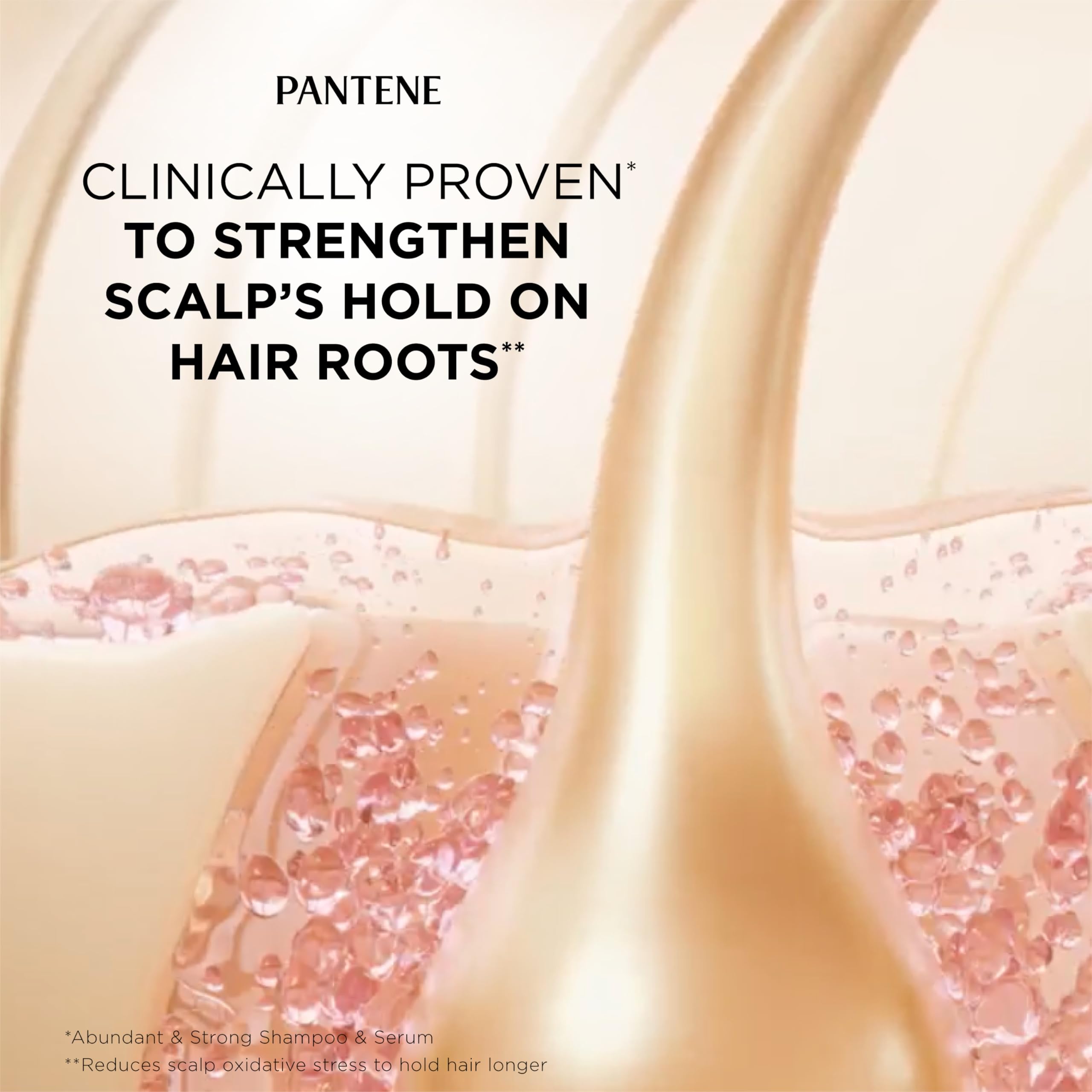 Pantene Abundant & Strong hair care set with shampoo, conditioner, and serum for hair loss, thinning, and added volume.