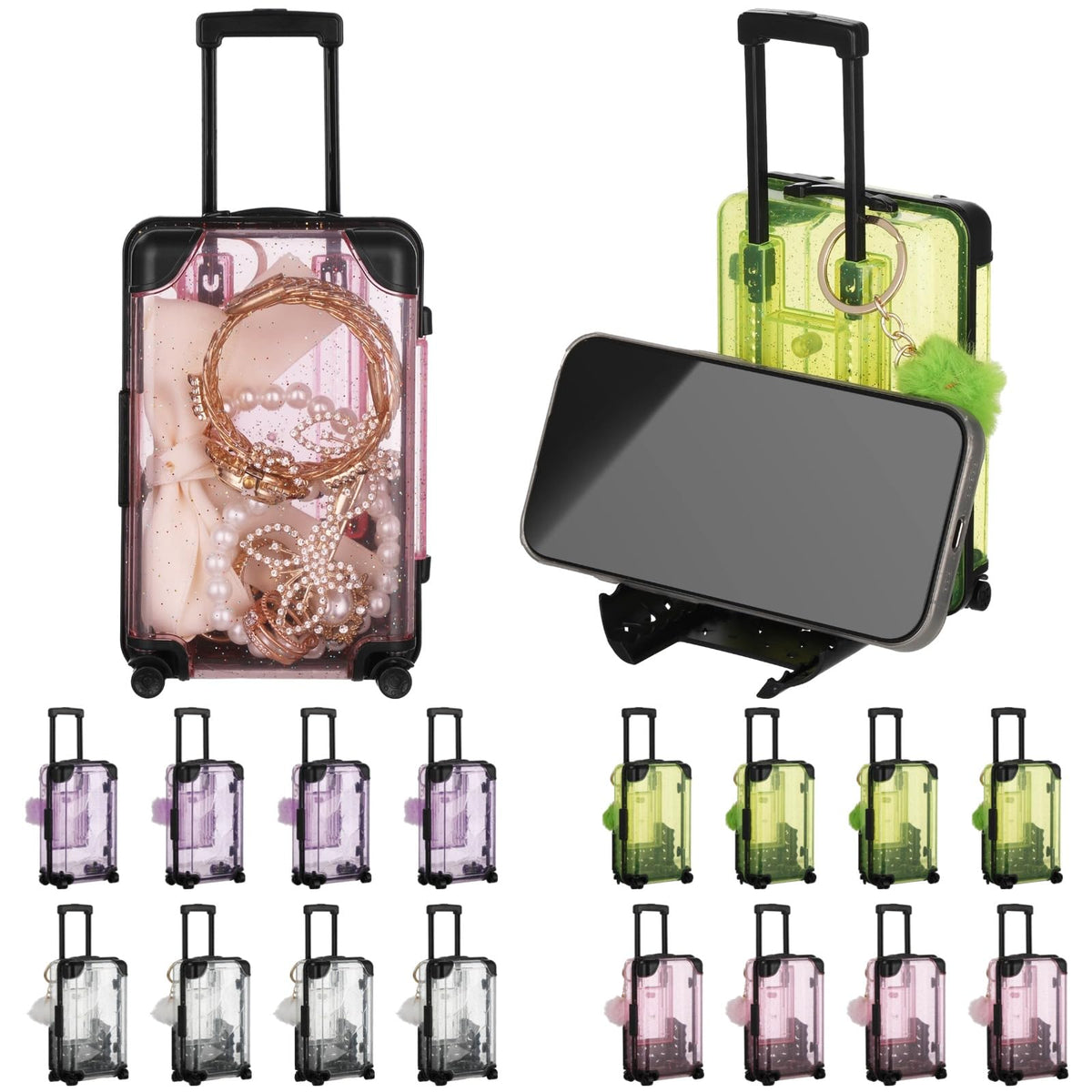 32 Pcs Mini Suitcase Storage Box Set Plush Ball Keychains - COSYOO Official Imagery - 2