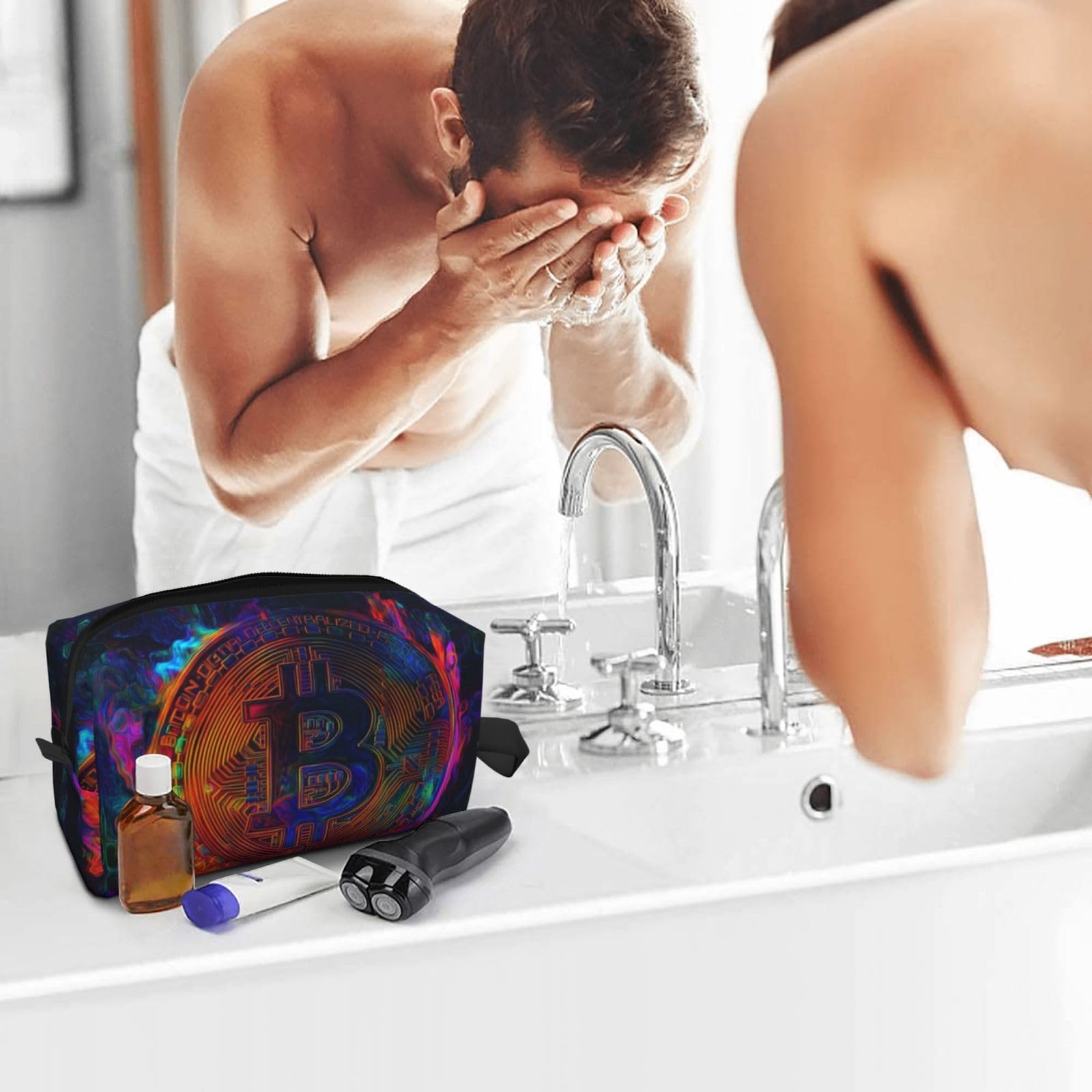 Colorful SXZVVBN travel toiletry bag with large capacity, durable Oxford cloth, and multiple compartments for cosmetics and makeup.