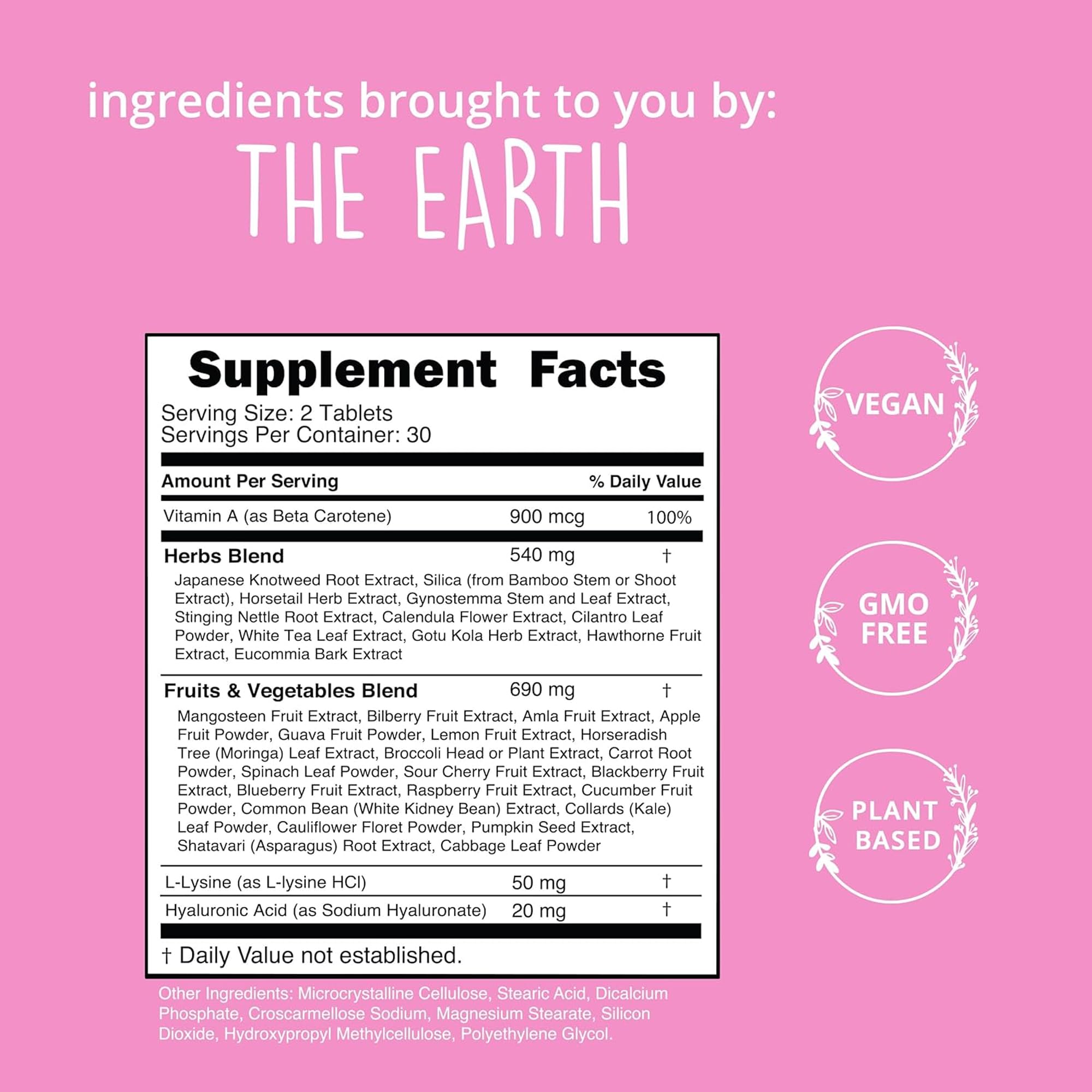 Vegan Collagen Booster for Hair, Skin & Nails, Plant-Based, Non-GMO, 60 Ct