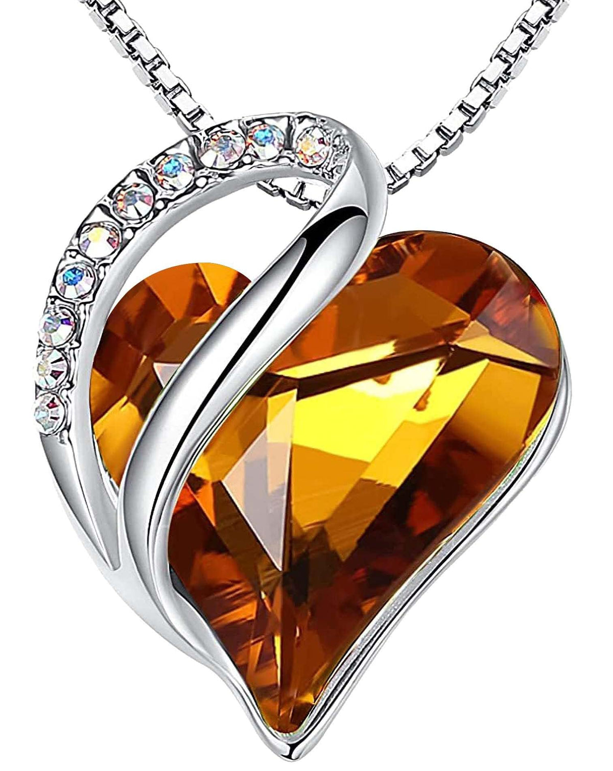Leafael Gift Necklaces for Women, Infinity Love Birthstone Heart Crystal Pendant, Birthday Anniversary Jewelry for Wife,