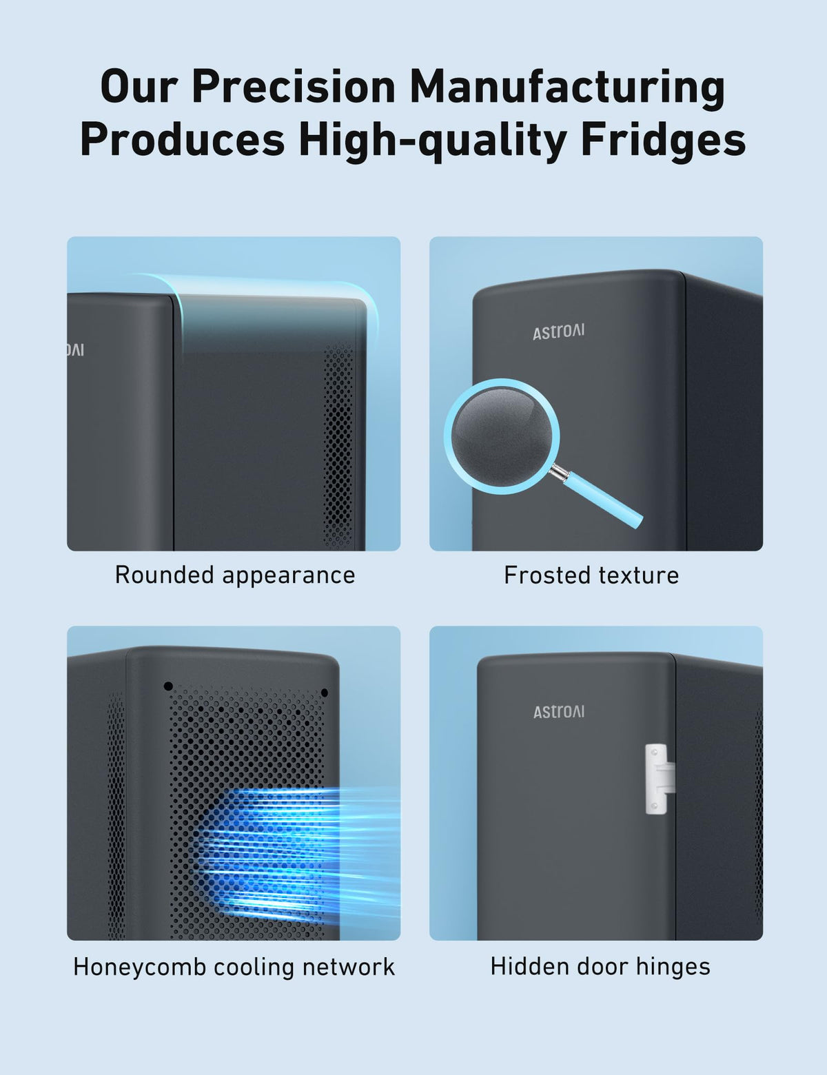 AstroAI 2.0 Gen 6L/8 Cans Mini Fridge, Cooler & Warmer, 110V AC/12V DC – back view and specifications