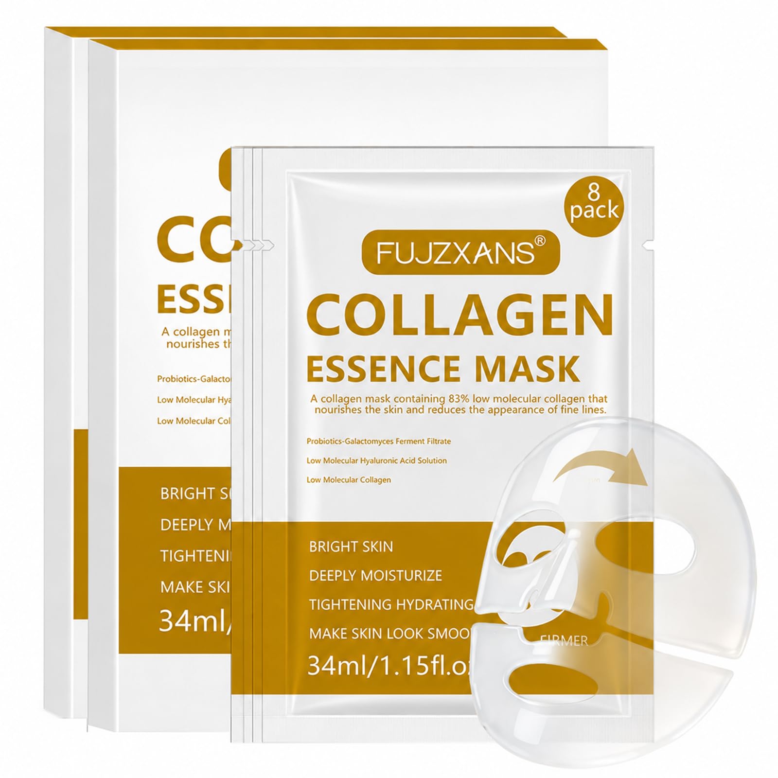 Bio-Collagen Real Deep Mask, 8 Count, Overnight Hydrogel Face - Product Imagery