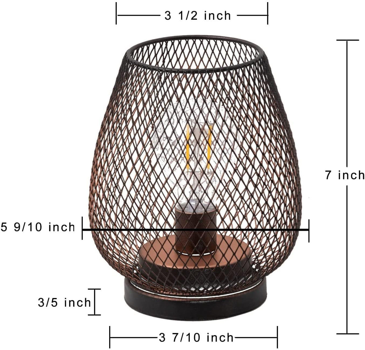 NEEDOMO Battery Operated Lamp Table Powered Lantern, Set of 4 Metal Cage Cordless Lamps with LED Bulb, Vintage Decorativ