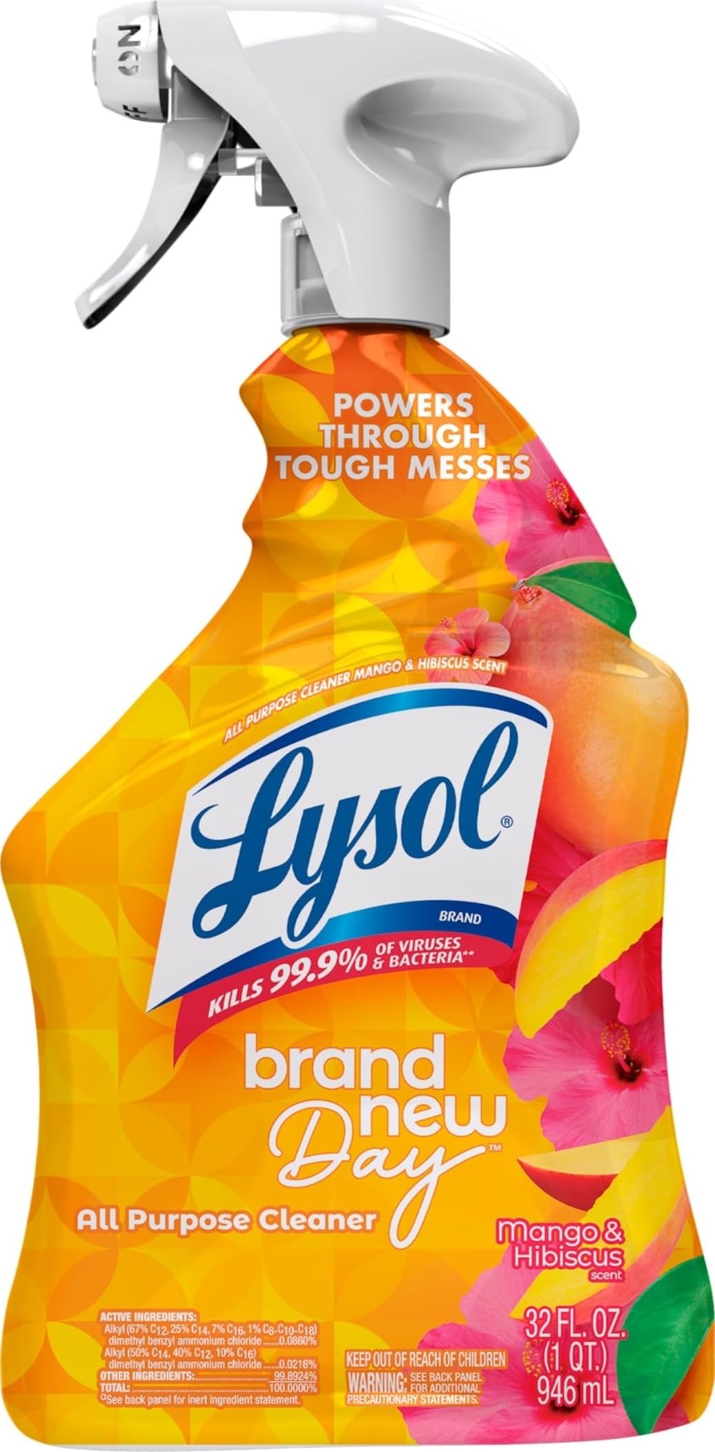 Lysol All Purpose Cleaner Spray, Disinfectant, Mango, 32oz - Product Imagery