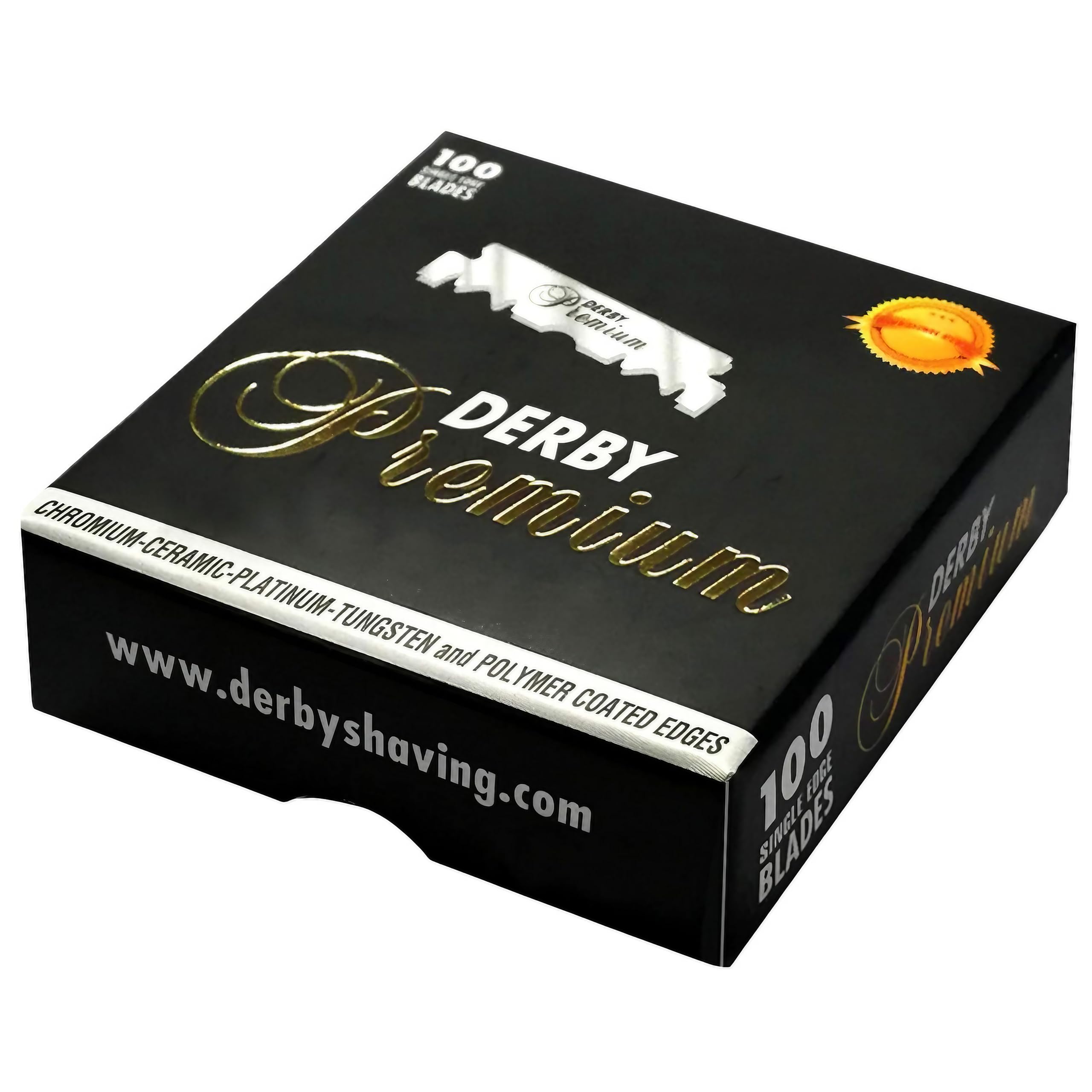 100 "Derby Premium" Single Edge Razor Blades for straight razor - Product Imagery