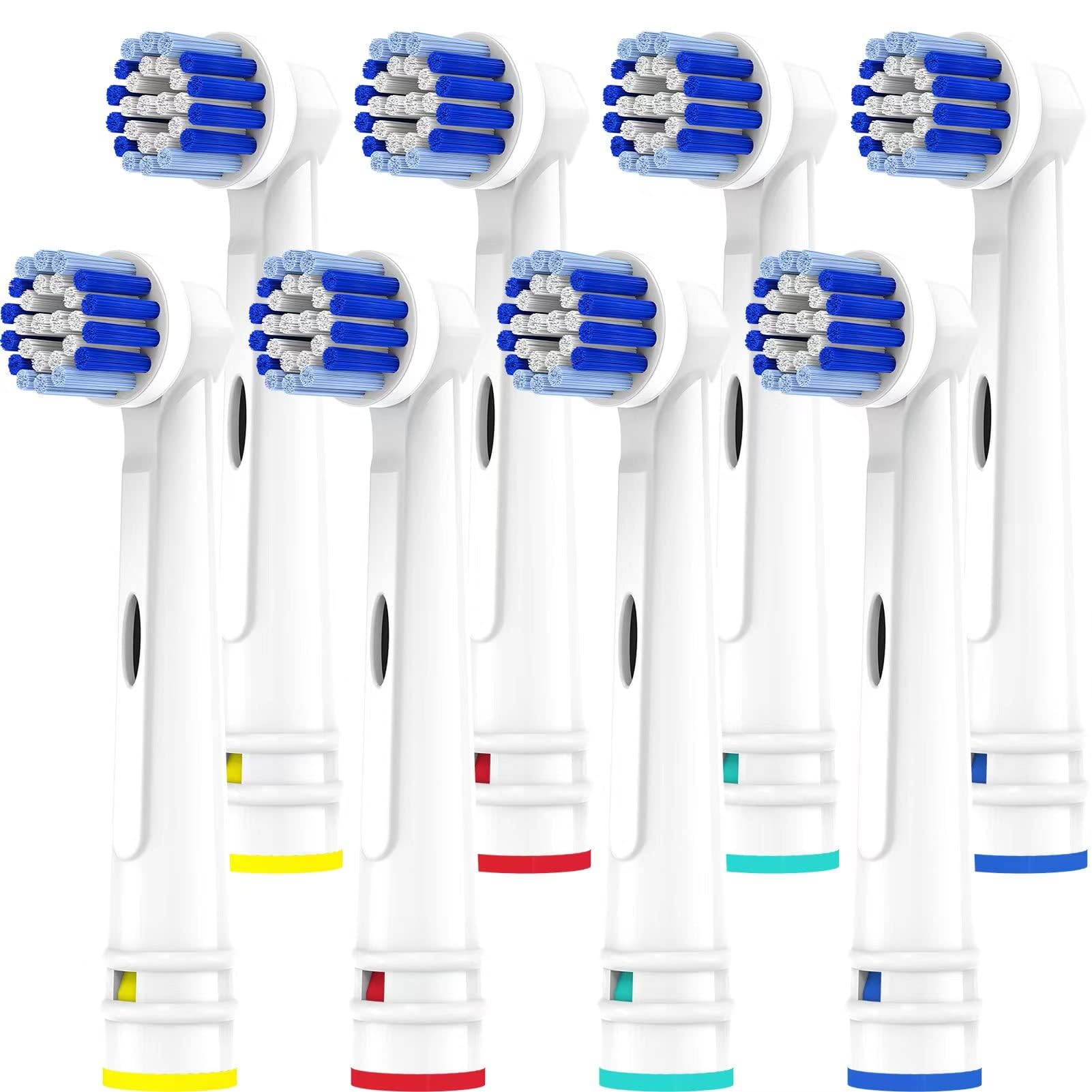 Voguish 8-pack replacement toothbrush heads for Oral-B electric toothbrush, with soft bristles and easy attachment.