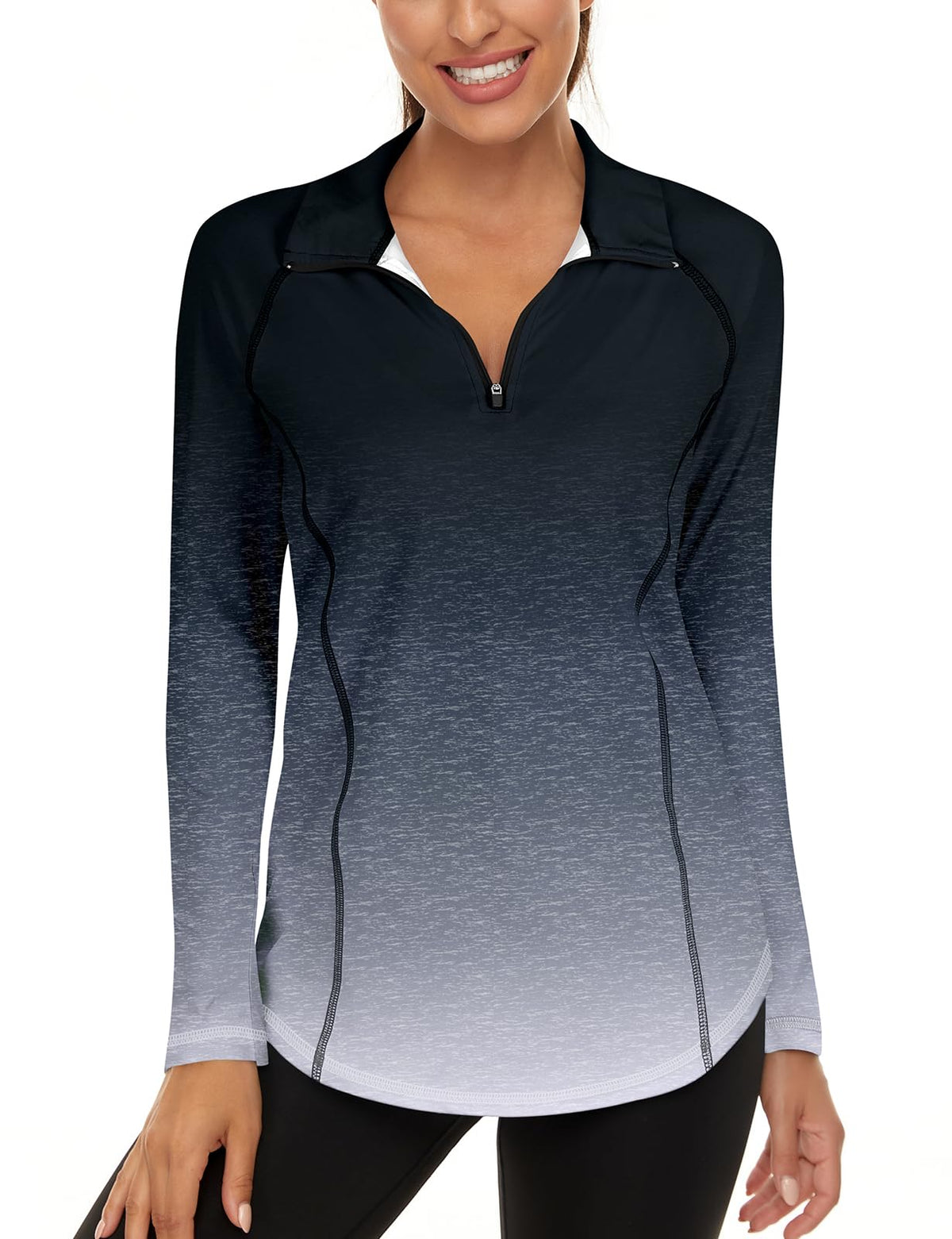 LURANEE Womens UPF 50+ Long Sleeve 1/4 Zip Pullover Athletic Hiking Running Workout Tops – alternate angle