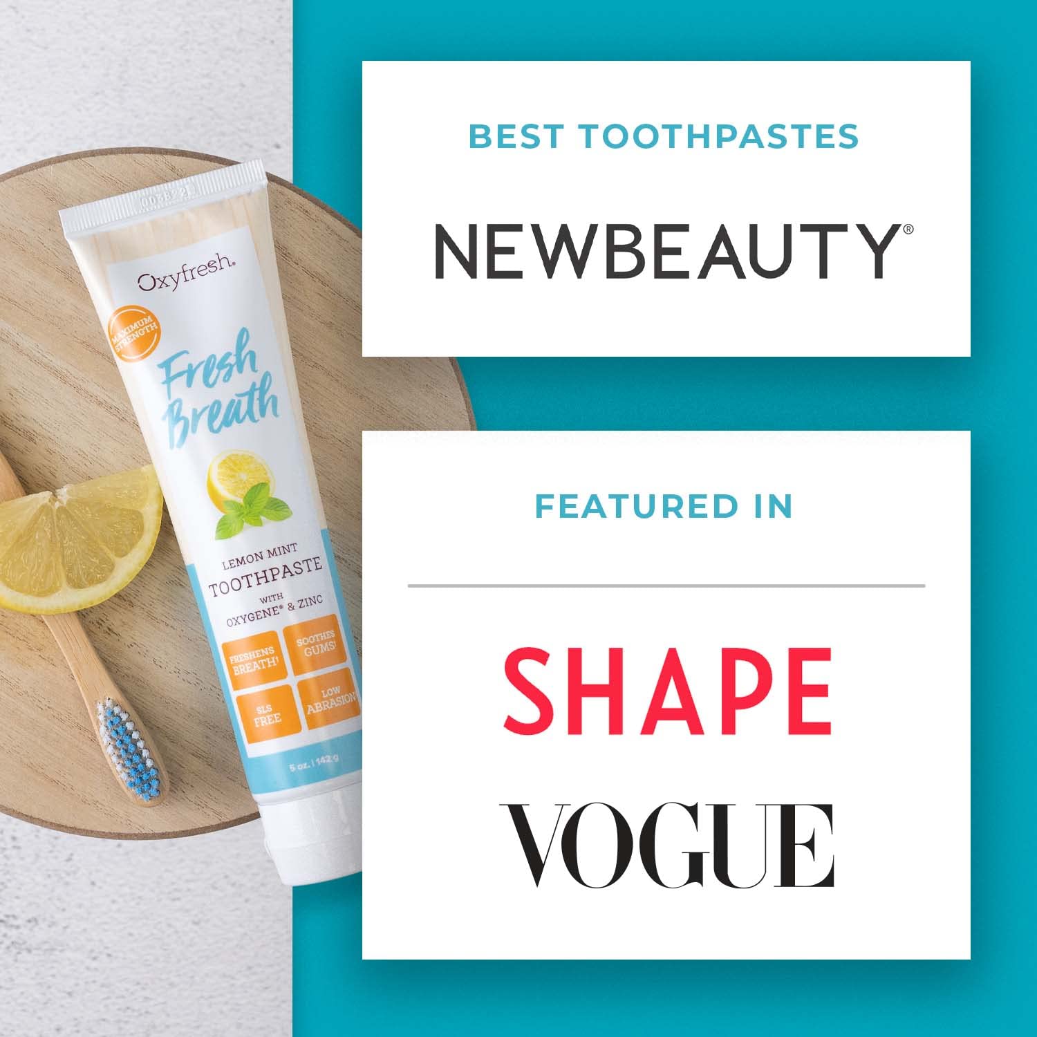 Oxyfresh Maximum Fresh Breath Lemon Mint Toothpaste - Clean Teeth & Fresh Breath - Natural Essential Oils & Natural Xylitol to Help Fight Tartar - SLS & Fluoride Free - 5 oz