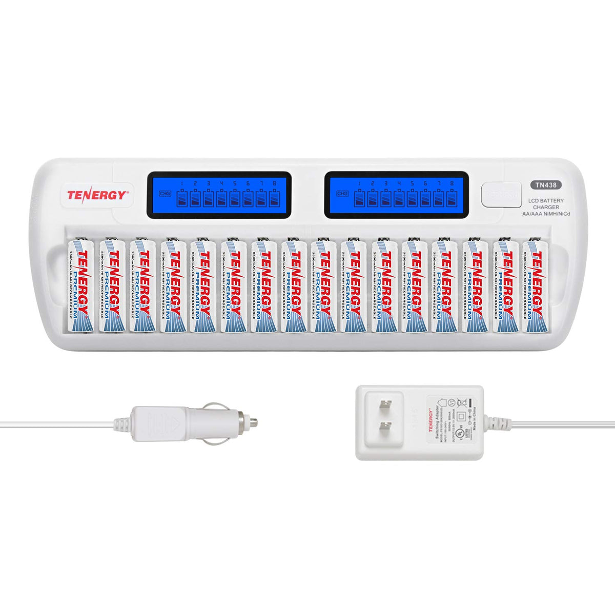 Tenergy TN438 16 Slot Smart Battery Charger for AA AAA NiMH - Tenergy Official Imagery - 2