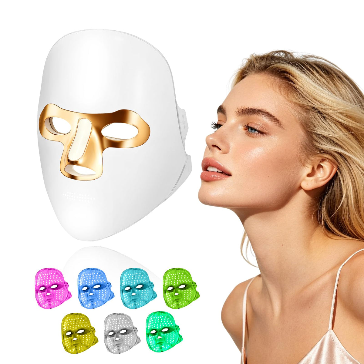 Oiehur Red Light Therapy for Face, 7 Colors LED Face Mask, Rechargeable – product photo (Light Therapy)