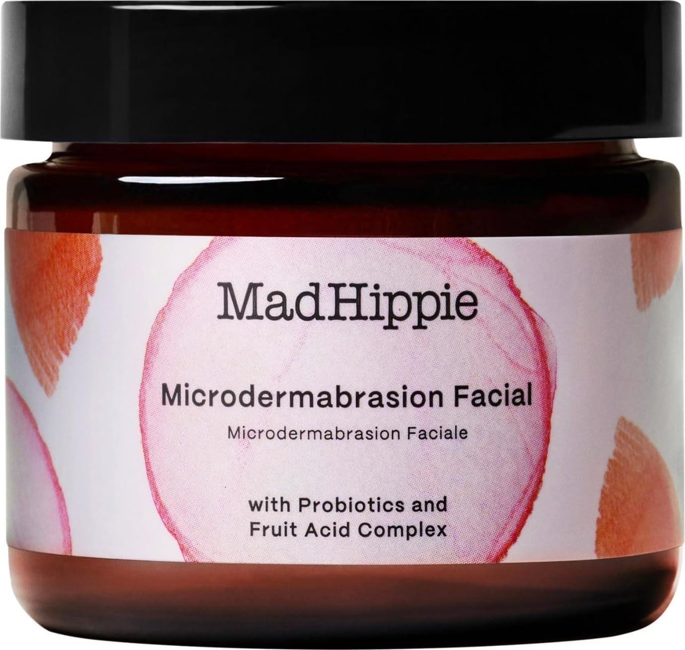 Mad Hippie MicroDermabrasion Facial exfoliating face scrub with probiotics and AHA fruit acid, light citrus scent, 2.1 oz.
