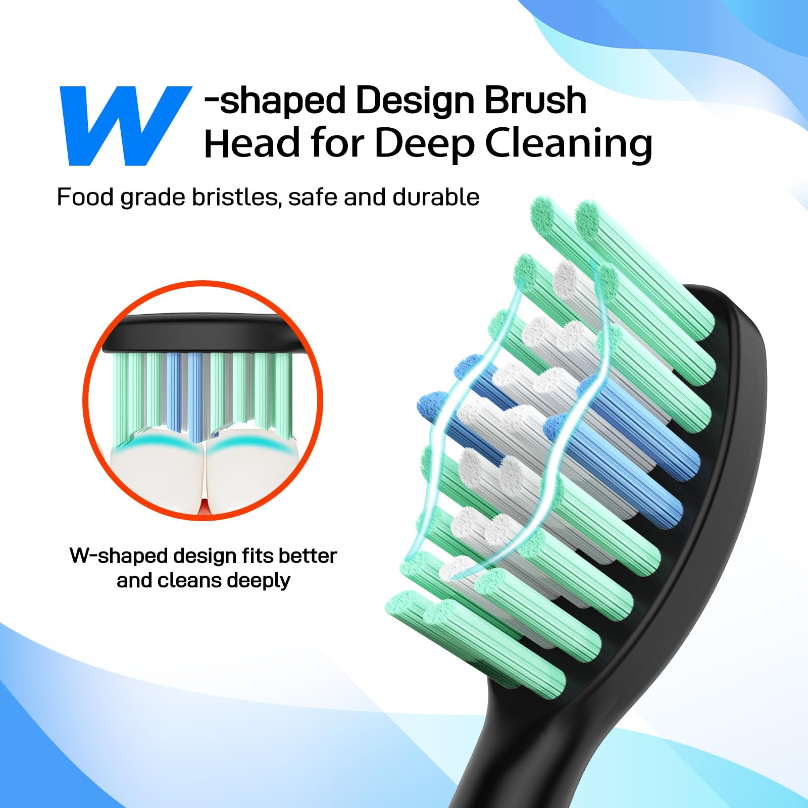 Elyhead replacement toothbrush heads for COSLUS C40 electric toothbrush, shown with soft bristles and white plastic body.
