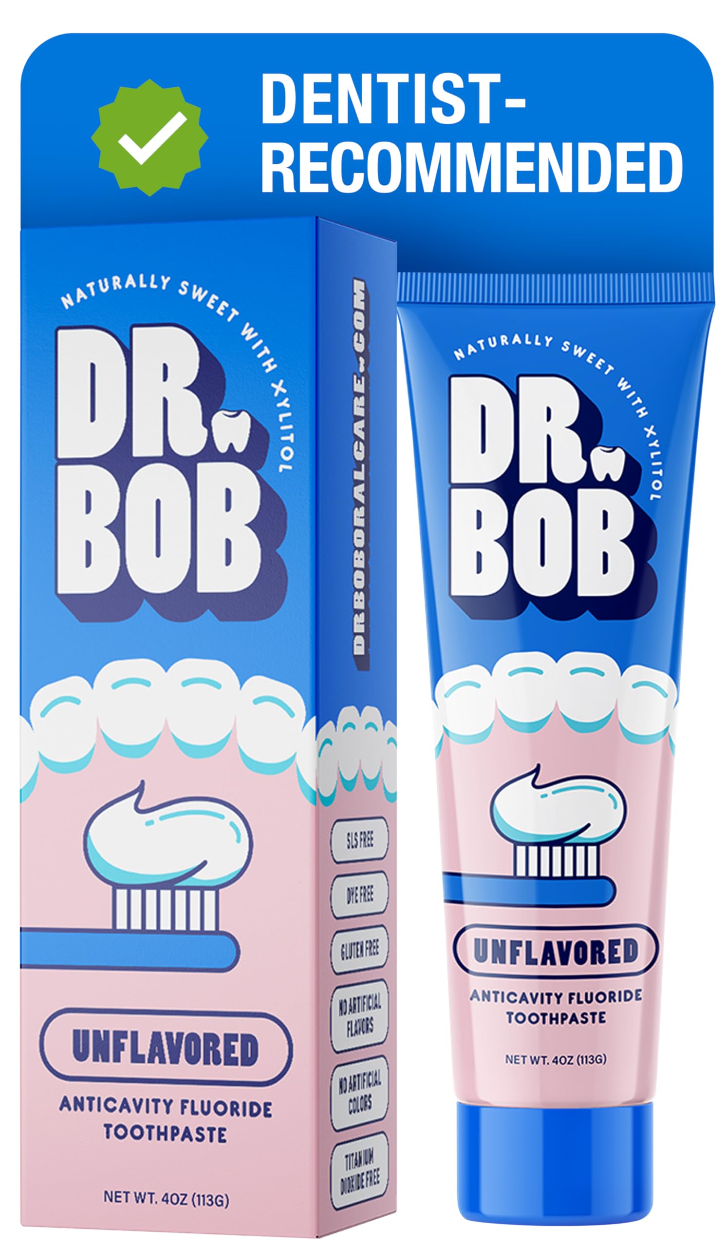Dr. Bob Unflavored Toothpaste - Anticavity Fluoride Gel, 4 oz - Product Imagery
