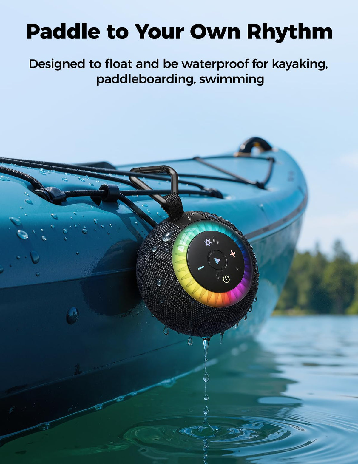 dbsono Bluetooth Shower Speaker IPX7 Waterproof: Removable Suction Cup, Black – packaging and label