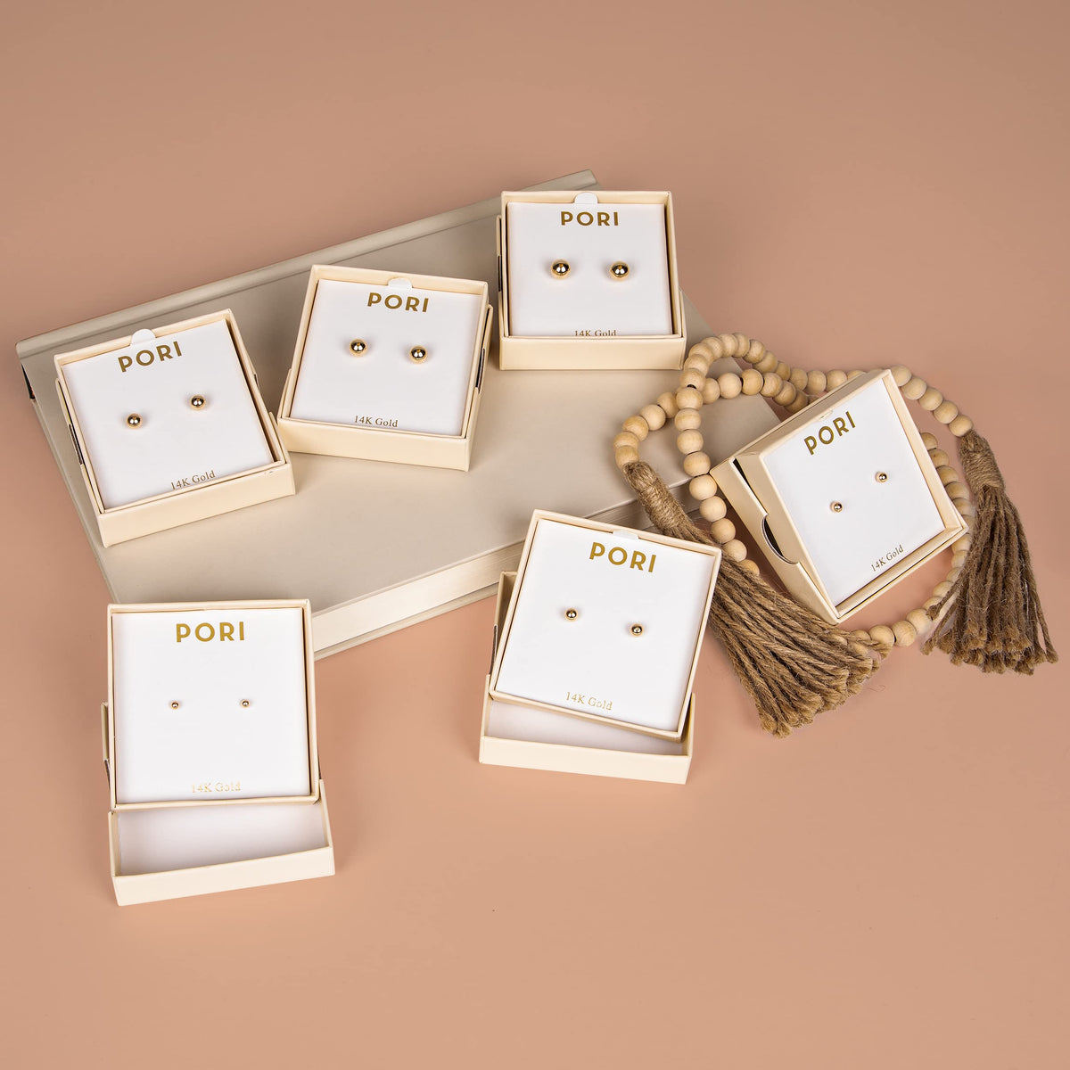 Pori Jewelers Premium 14K Gold Ball Stud Earrings - Available in Yellow, Rose & White Gold- Multiple Options Available –