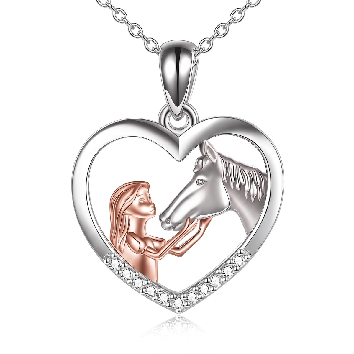 YFN Horse Pendant Necklace Sterling Silver Women with Horse Gift for Women – A- White Horse Necklace