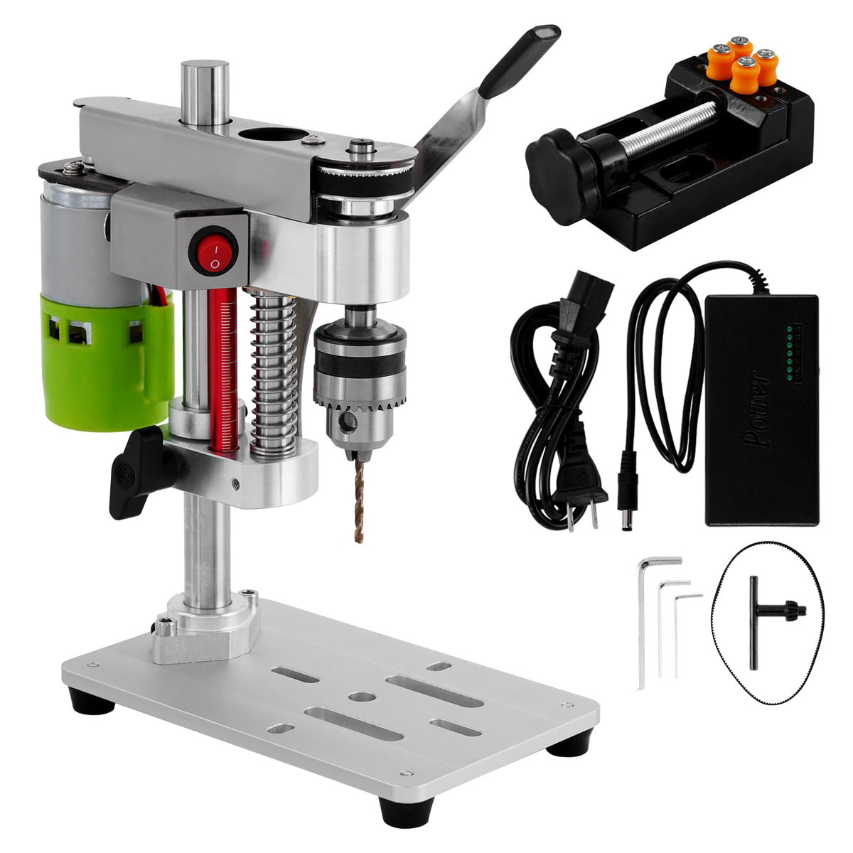 MXBAOHENG Mini Benchtop Drill Press with Work Light, Rear-Mounted 795 Motor Design – 6 millimeters