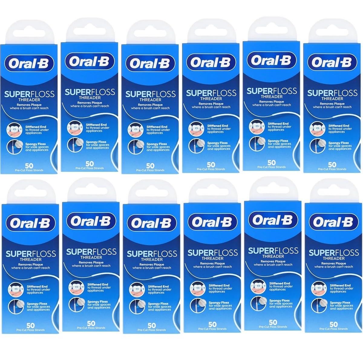 Oral-B Super Floss Pre-Cut Mint Strands,Threaders 50 Count per - Product Imagery