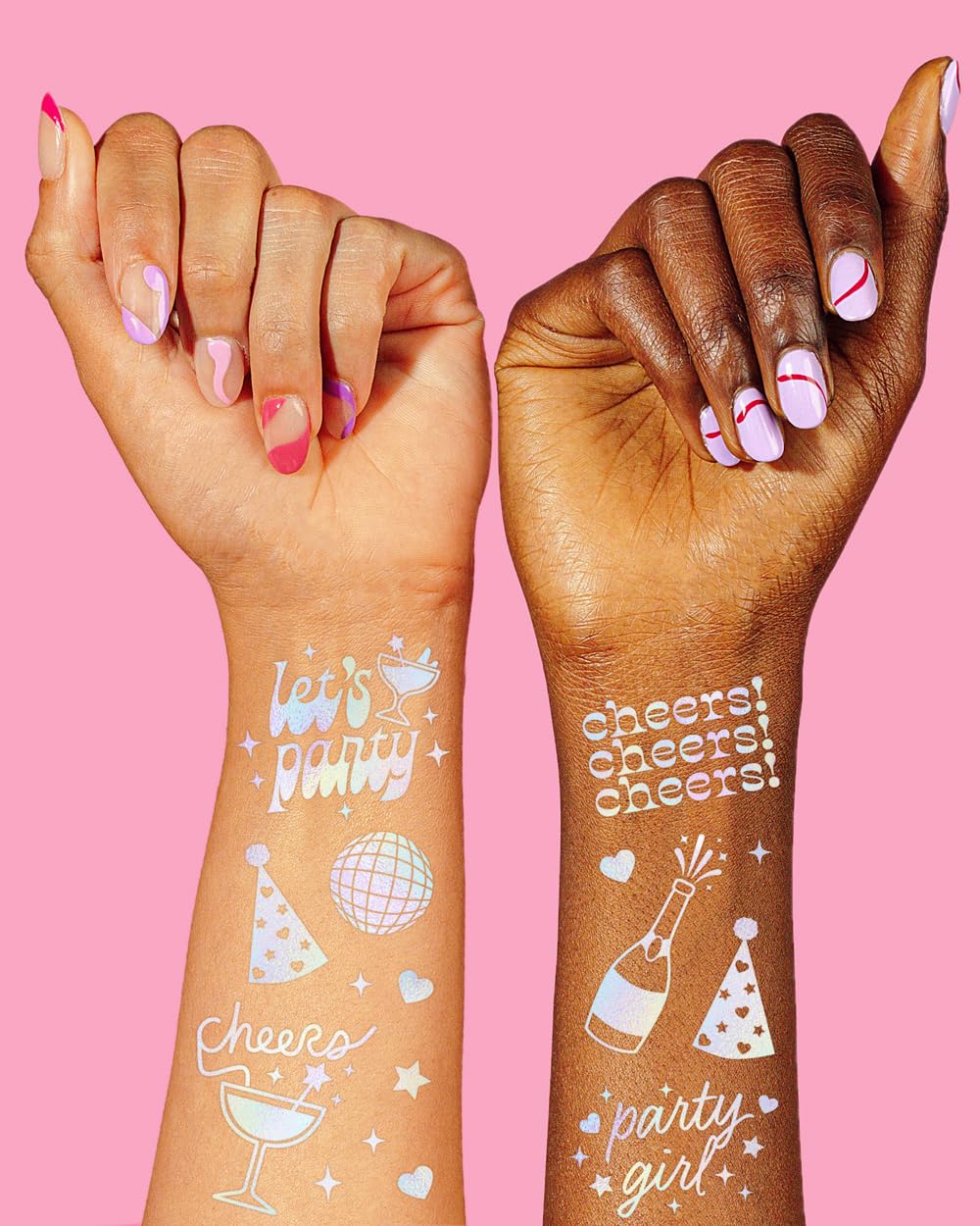 xo, Fetti Cheers Party Temporary Tattoos - 52 iridescent styles | Bachelorette Party Supplies, Birthday Party Favors, Di
