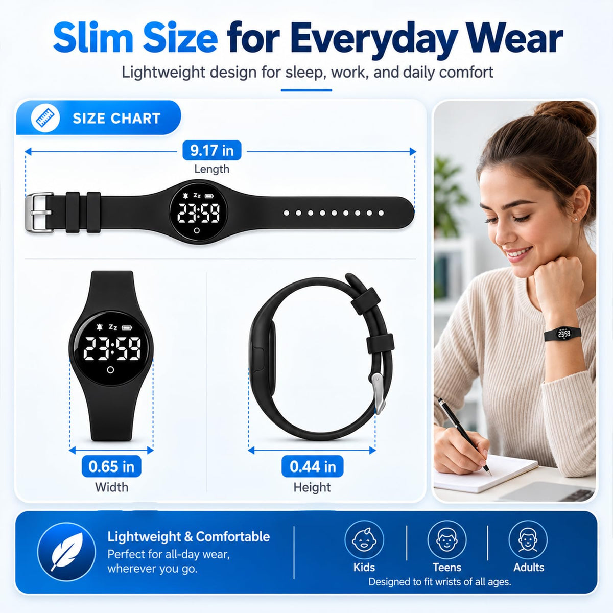 GPQVTVM Vibrating Alarm Wristband Wrist for Heavy Sleepers Clock Teens Shock Watch Bracelet Silent Despertador Wake up D