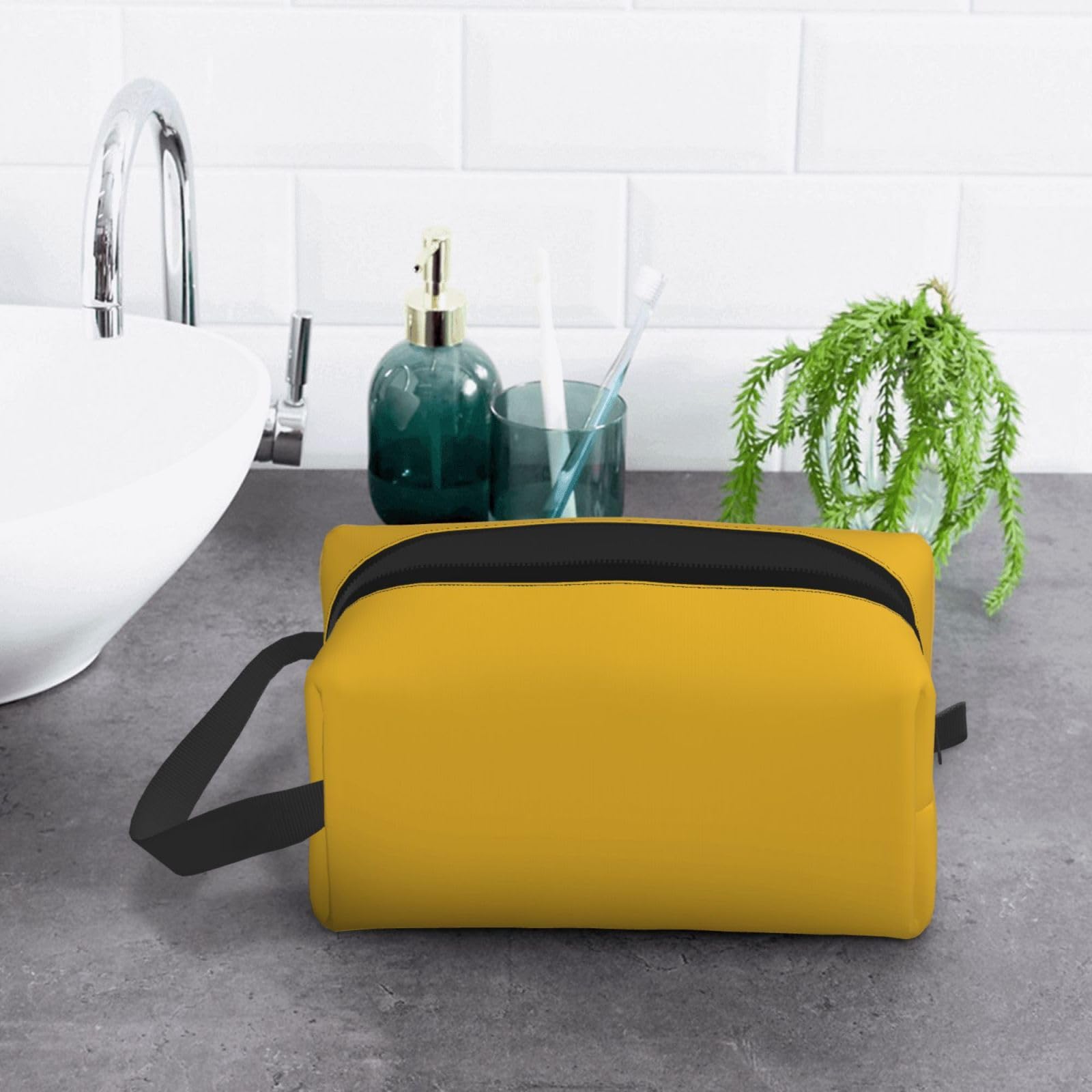 SXZVVBN gold travel toiletry bag with large capacity, durable Oxford cloth, ideal for cosmetics and makeup organization.