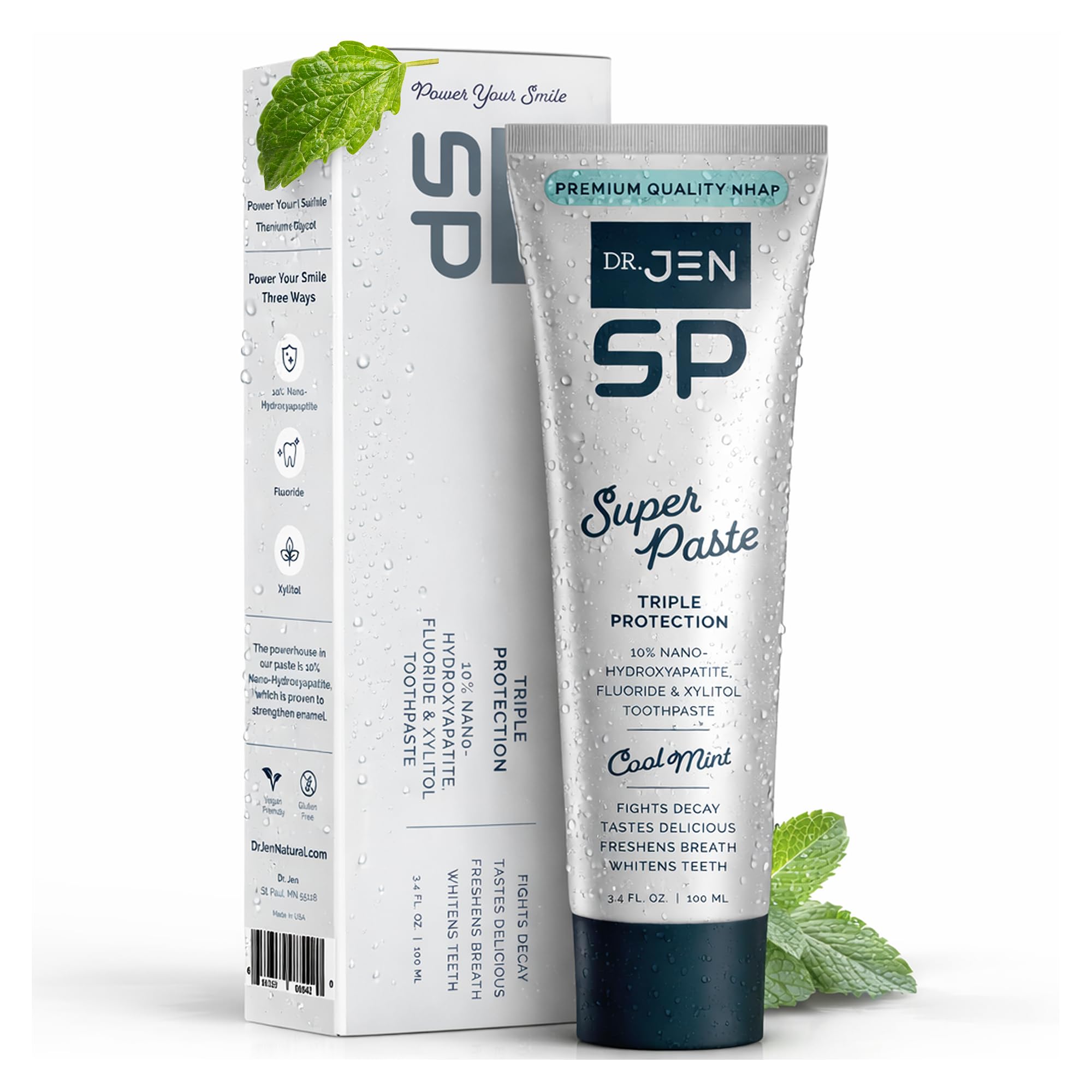Dr. Jen Super Paste Toothpaste, 10% Nano Hydroxyapatite, Dentist Designed