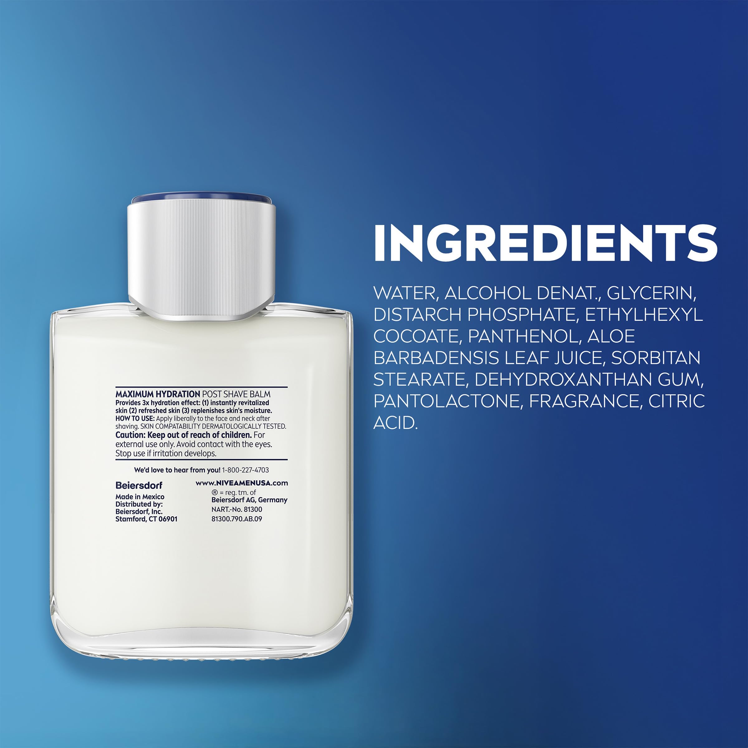 NIVEA MEN Maximum Hydration Post Shave Balm in a multipack, featuring three bottles of 3.3 fl oz each for skin soothing and hydration.