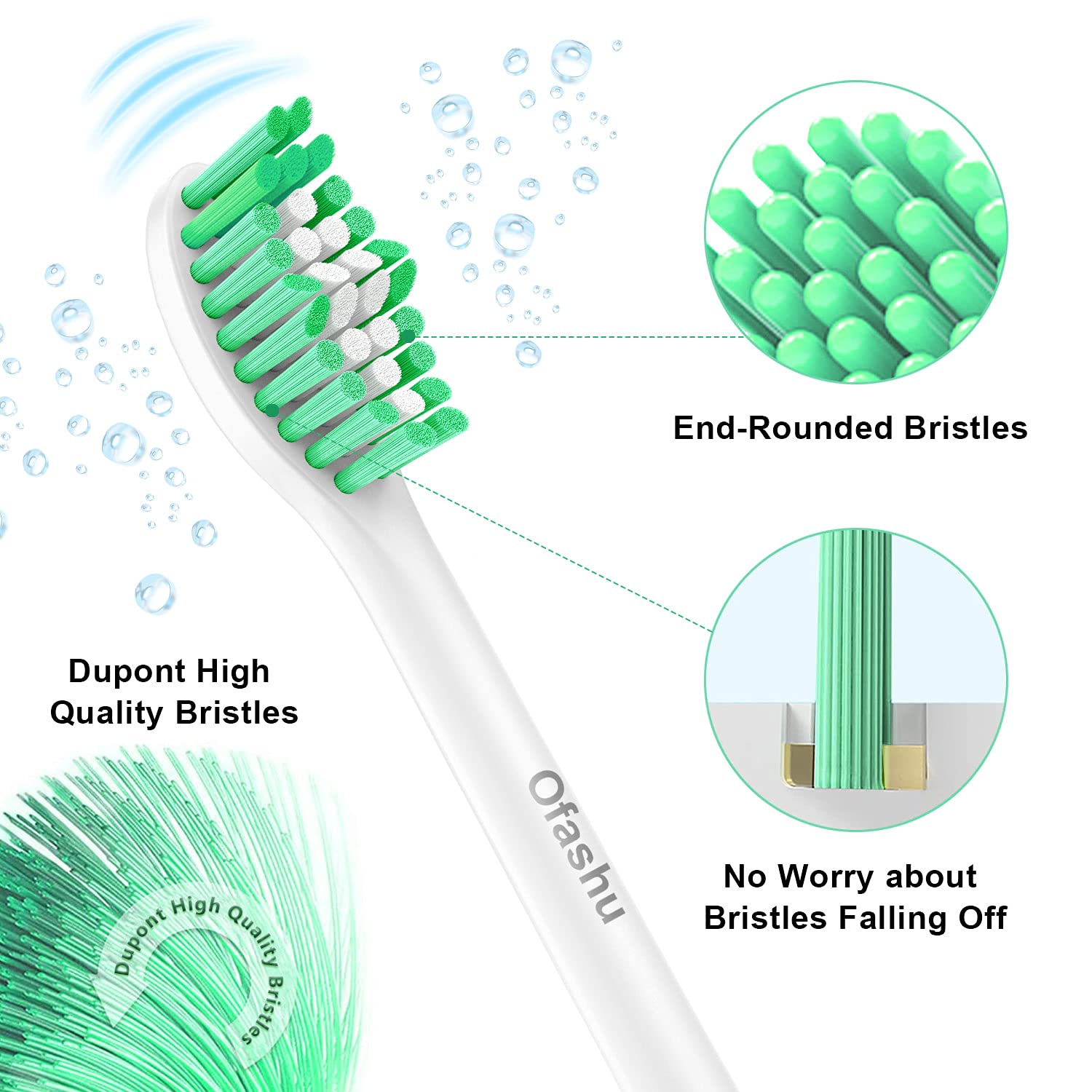 Ofashu replacement brush head for Philips Sonicare E-Series electric toothbrush showing bristles and ergonomic design