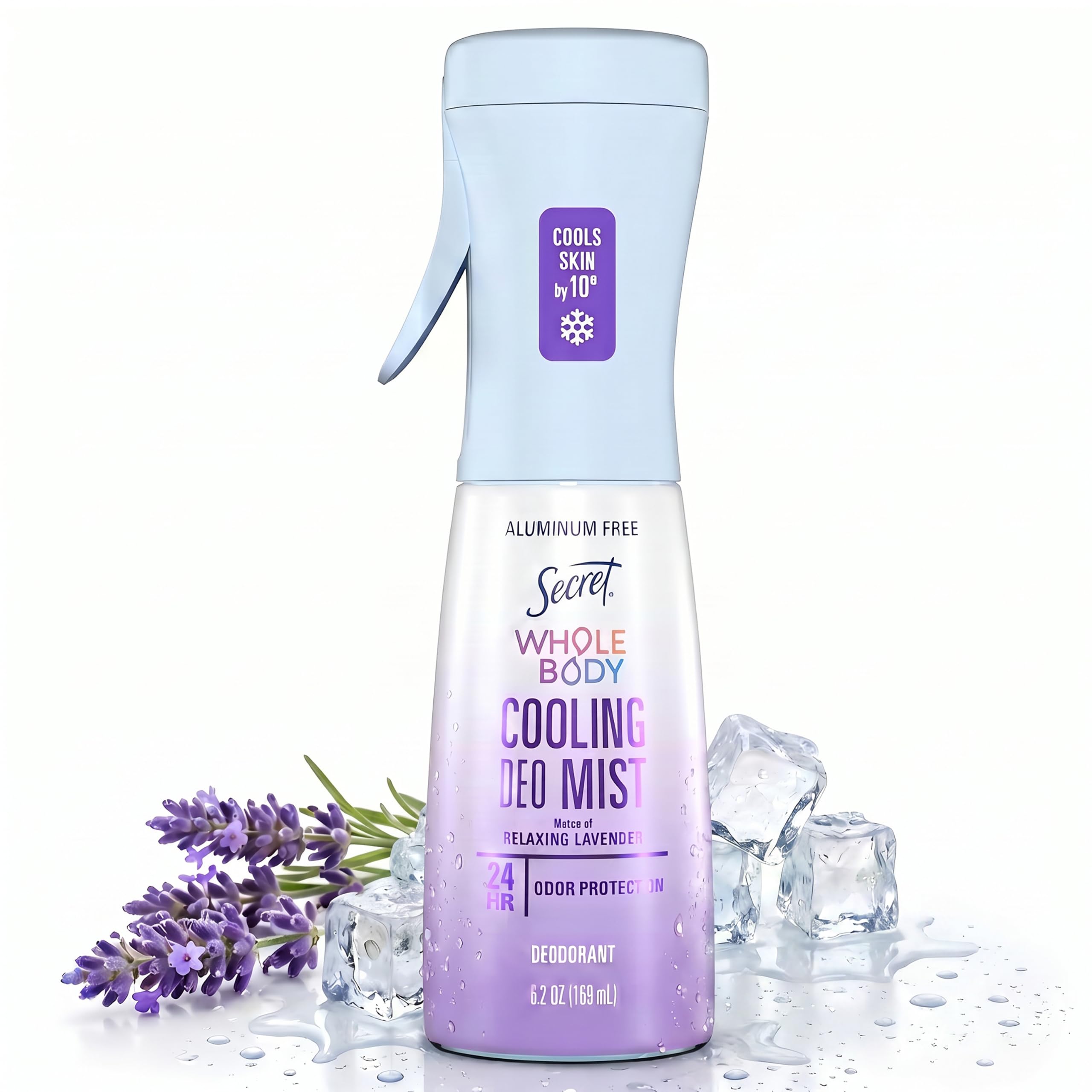 Secret Whole Body Cooling Deodorant Mist for Women, 5.2 fl oz, in a spray bottle with a refreshing cooling effect.