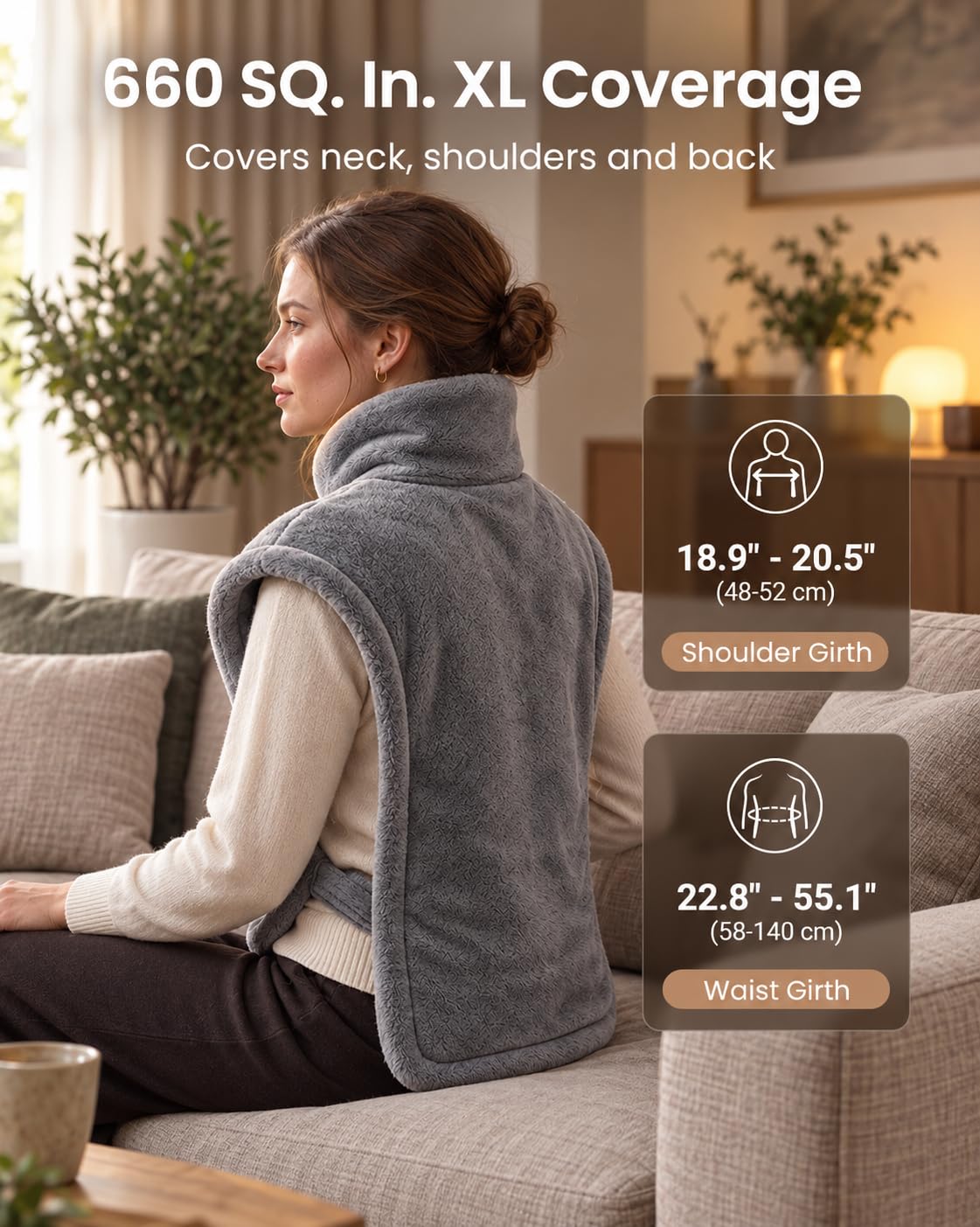 COMFIER Heating Pad for Back FSA Eligible HSA 24 x33 Gray - COMFIER Official Imagery - 4