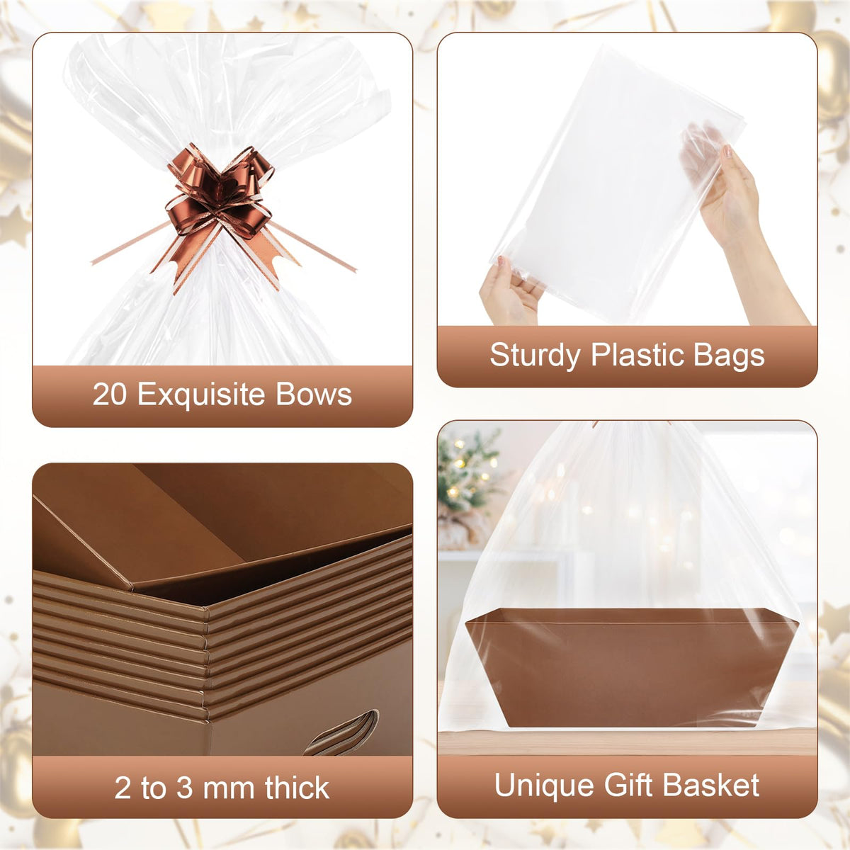 20PACK brown Baskets For Gifts Empty 10 x 8 Thick Gift - AFOROEOA Official Imagery - 5