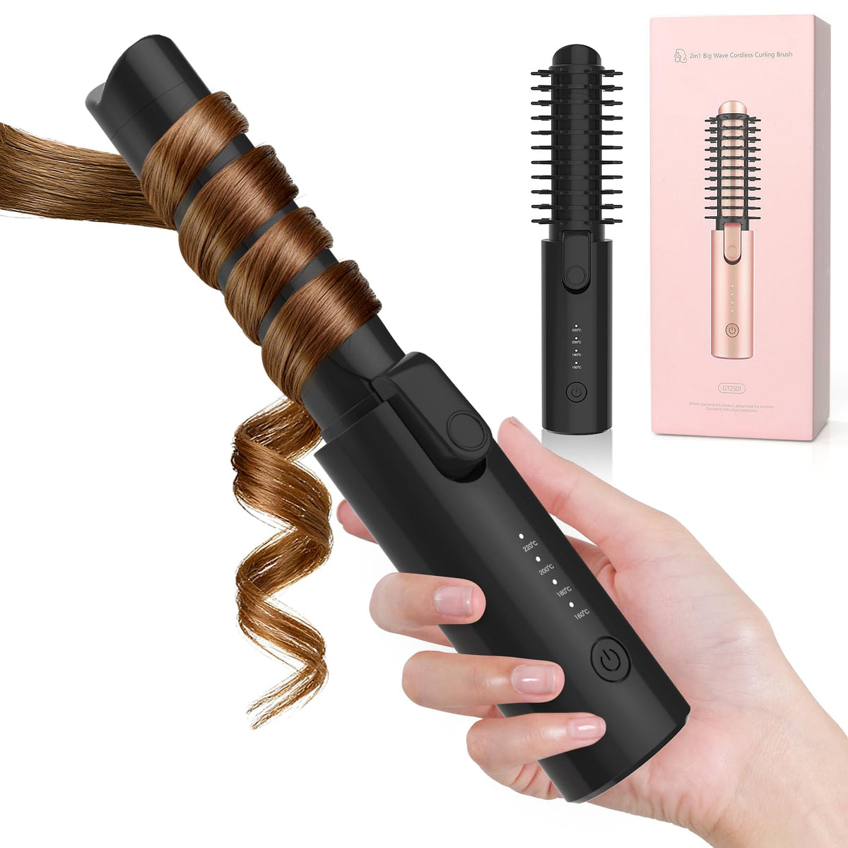 Flashseen Cordless Curling Iron Rechargeable, 3-in-1 Portable Hair Curler for Travel – product photo (Curling Tongs)