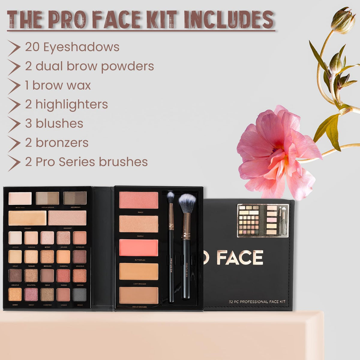 Profusion Cosmetics - Trendsetter Collection Pro Face Kit Blusher Bronzer Eyeshadow 32pcs – full view