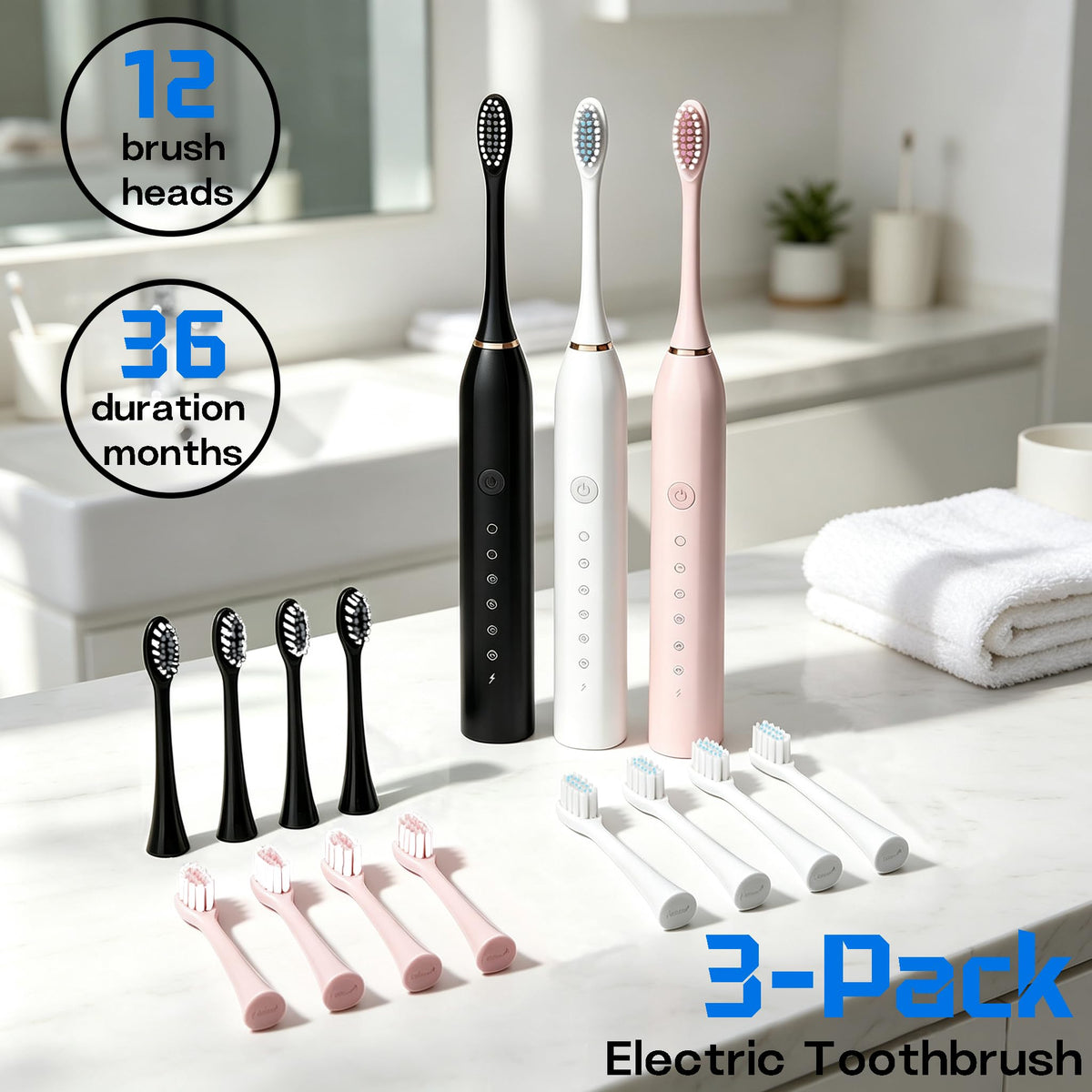 3 Pack Electric Toothbrushor 6 Mode Electric Toothbrushes - YLUIQDZL Official Imagery - 5