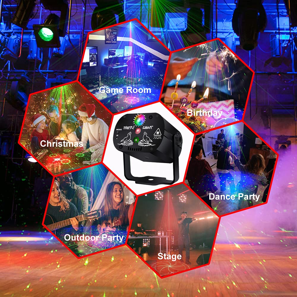 kismee Disco Stage Lights Rechargeable Wireless DJ Lights for Parties Sound Activated for Xmas Bar Halloween Decorations