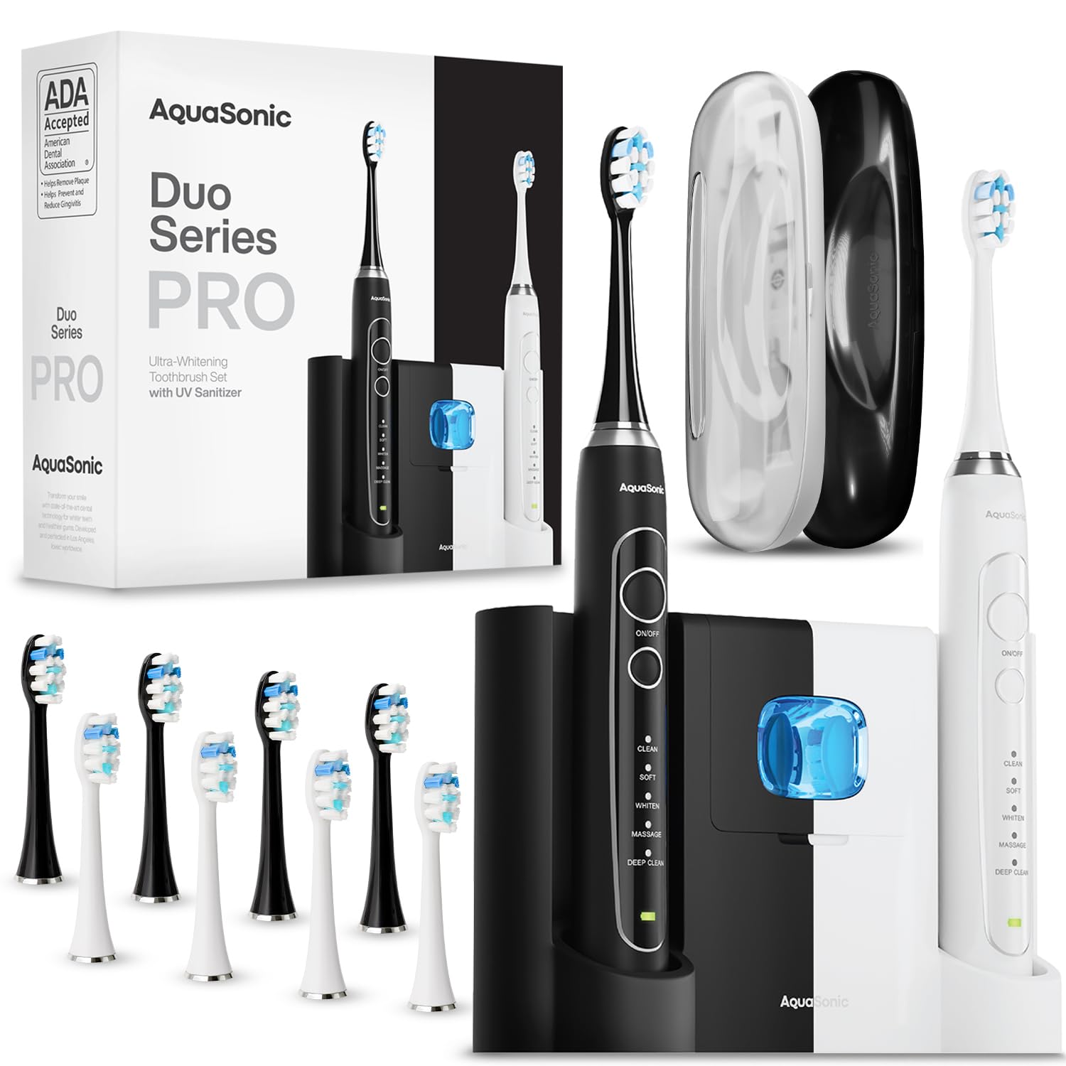 Aquasonic Duo Series PRO UV - ADA Accepted Electric Toothbrushes - Product Imagery