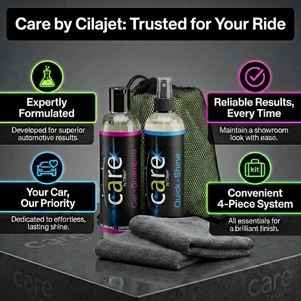 Cilajet Travel Kit, Automotive Car Accessories and Cleaning Supplies, 4-Piece Set with Car Shampoo and Quick-Shine Polis