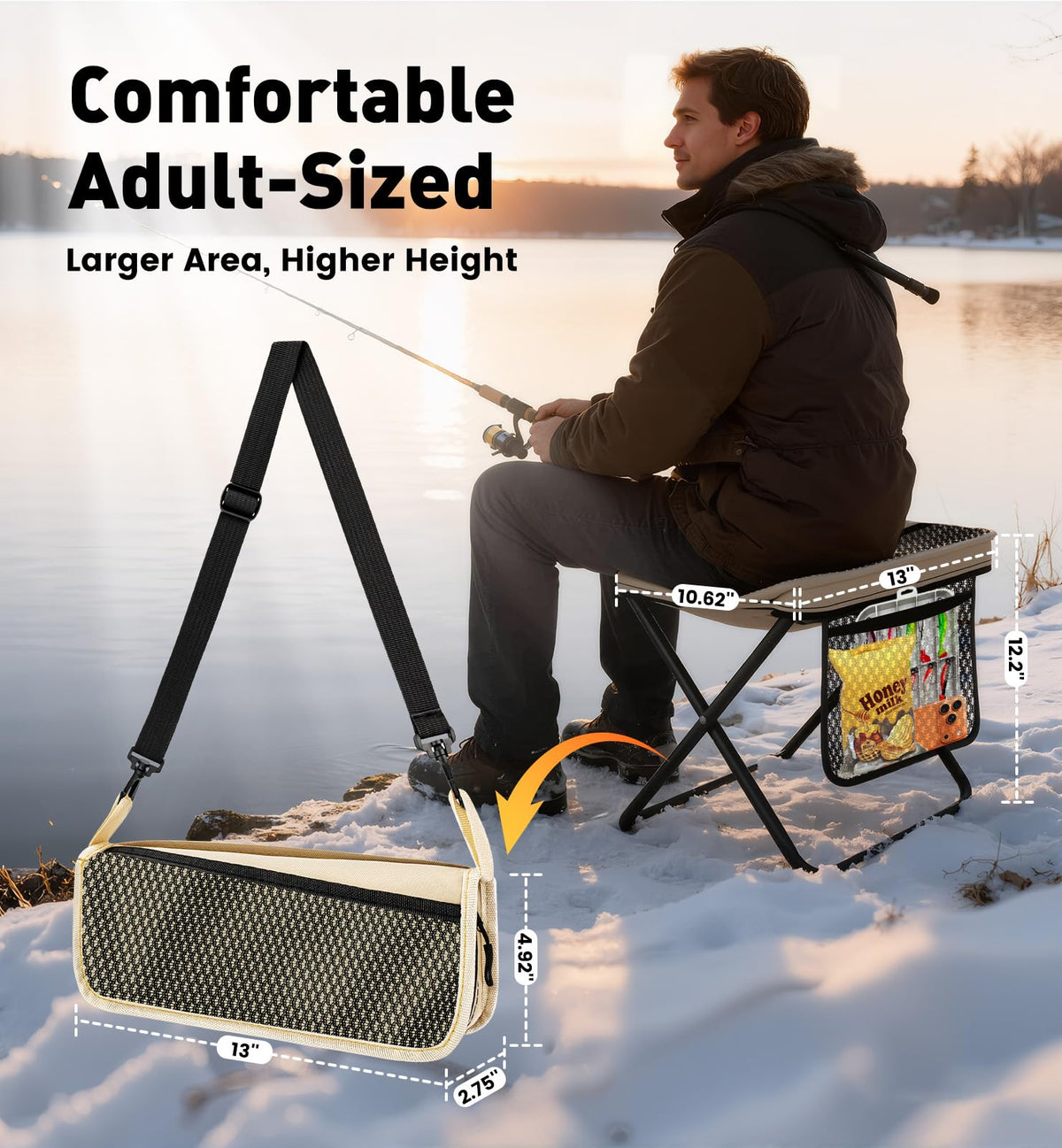 OrbitShell 2 Pack Portable Folding Stools, Collapsible Pocket Chair, Foldable Camping Stool for Adults Backpack, Outdoor
