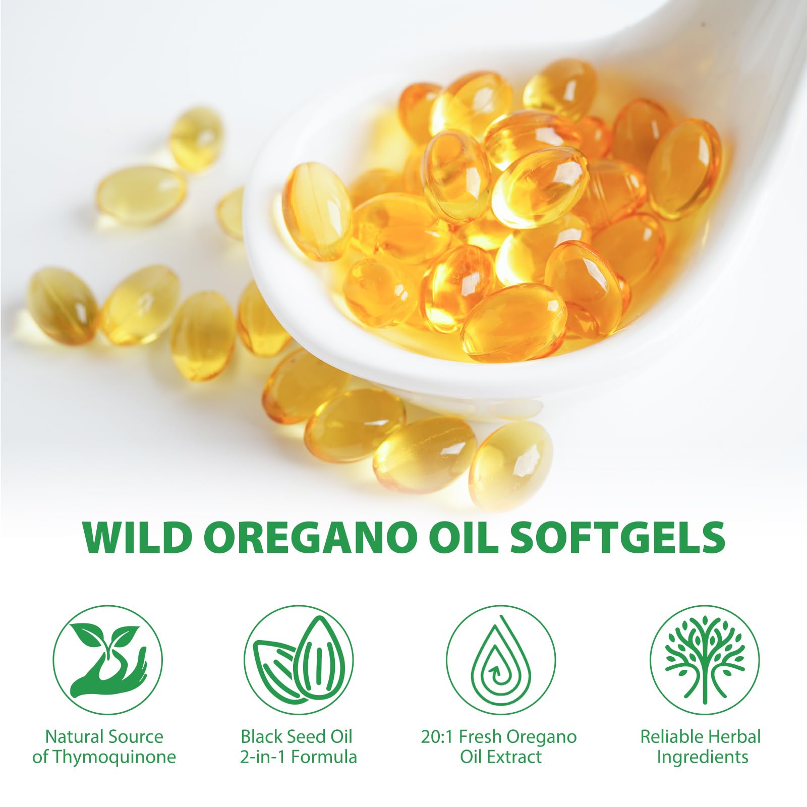 Oil of Oregano Softgels 6000mg, 120 Count | 2 in 1 Formulated with Black Seed Oil 200mg, Oregano Oil Capsules, High Carvacrol & Thymoquinone for Immune Support | Non-GMO, Gluten-Free