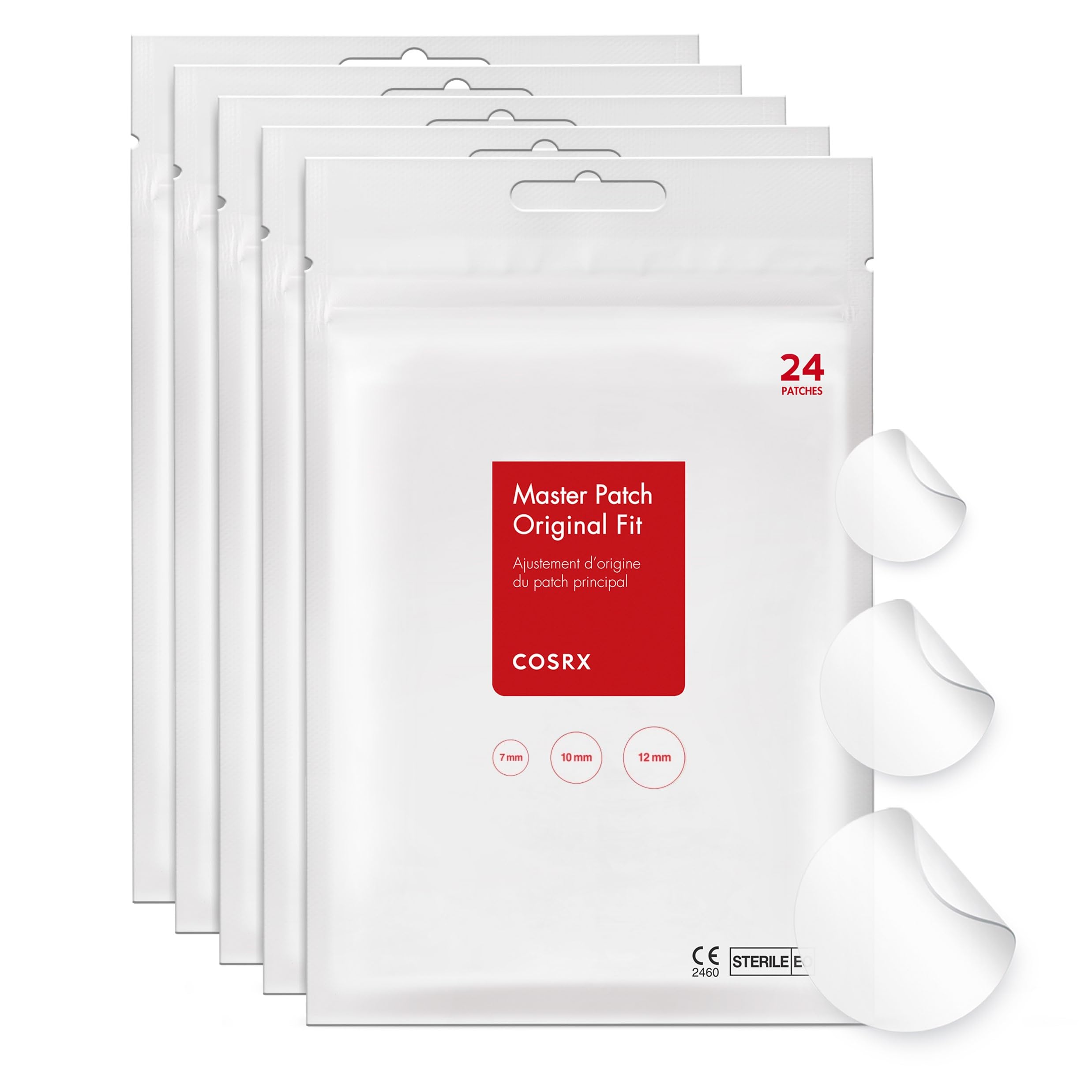 COSRX Acne Pimple Patches Absorbing Hydrocolloid Spot, 3 Size - Product Imagery