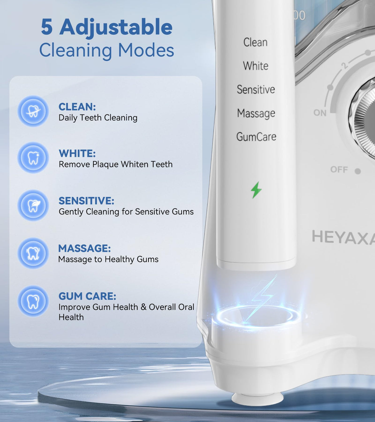 Water Flosser Ultrasonic Electric Toothbrush Combo 600ML - HEYAXA Official Imagery - 4