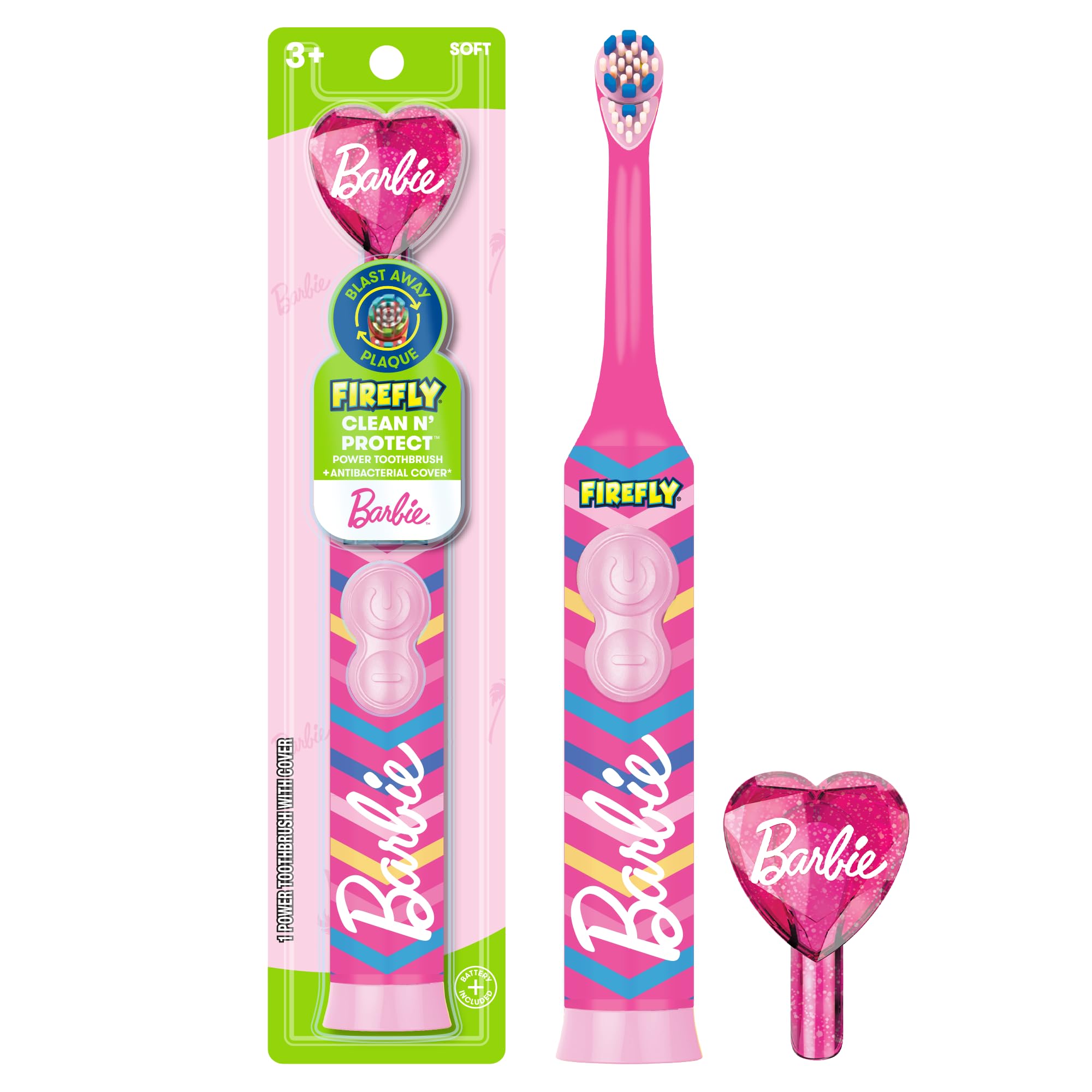 FIREFLY Clean N' Protect Barbie Toothbrush, Antibacterial Cover, - Product Imagery
